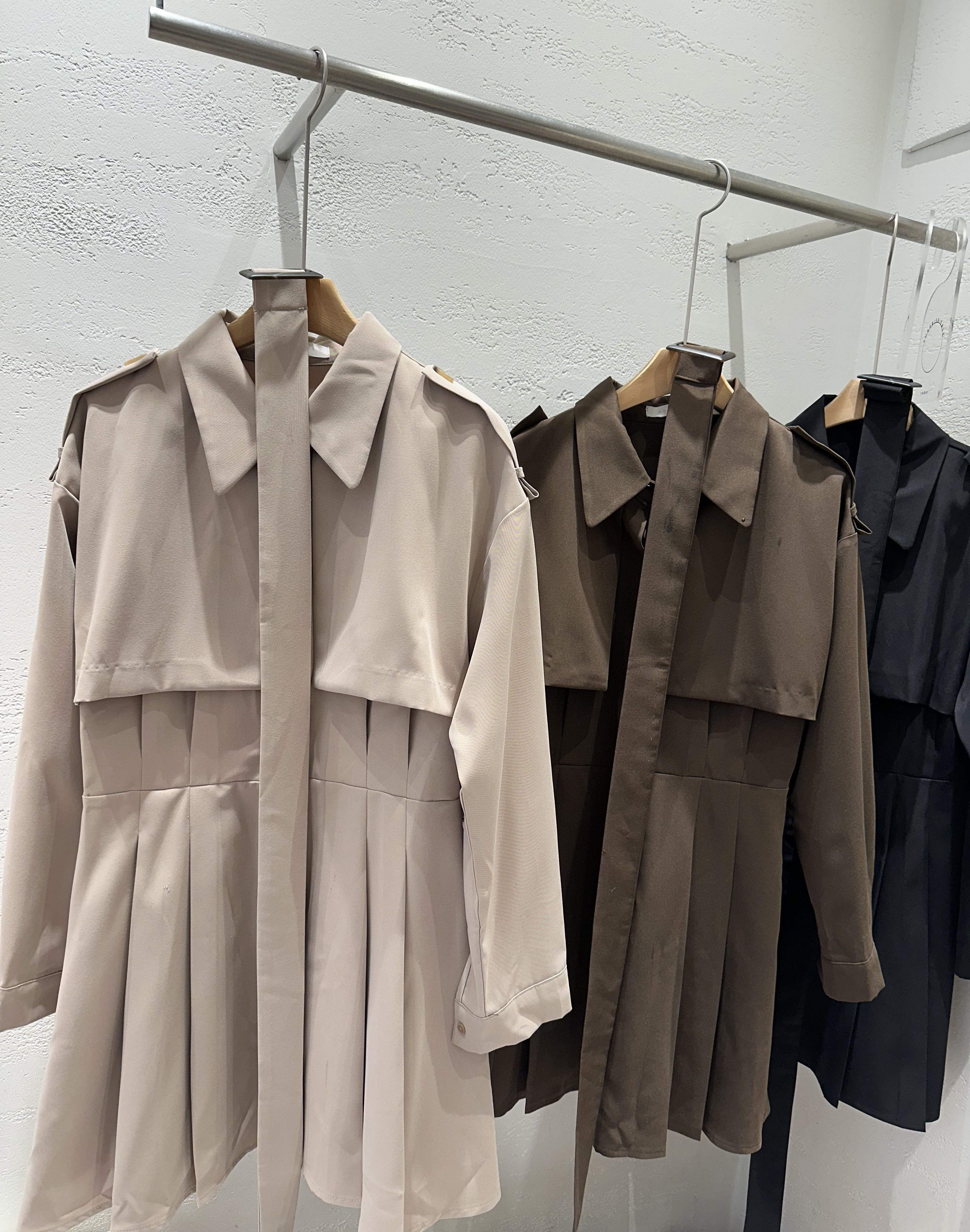 ベルト付カラーピンタック長袖Aラインミニワンピース | 詳細画像18