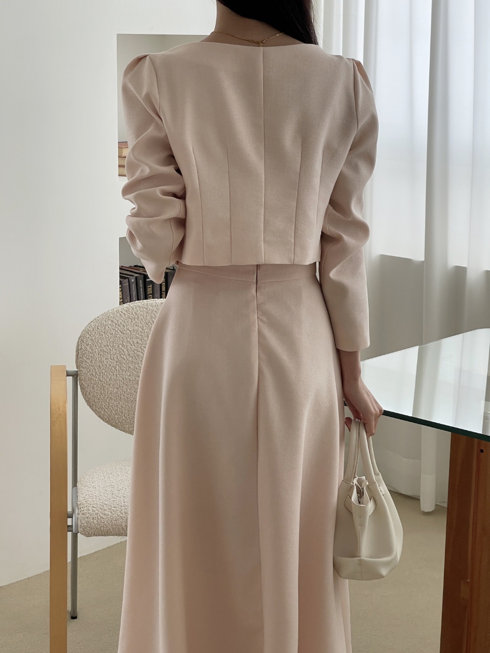 ハートネックパール調ボタンクロップド長袖ジャケット | 詳細画像16