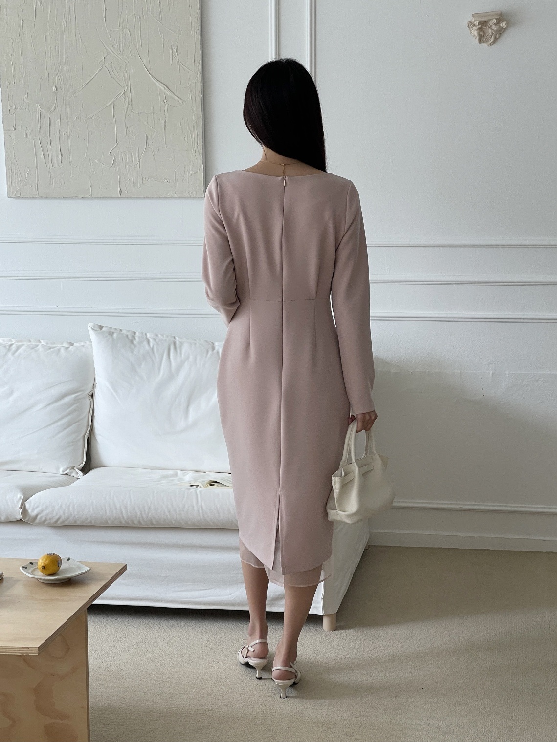 ボートネックシンプルスリムロング長袖ワンピース | 詳細画像14