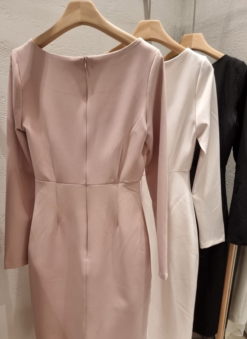 ボートネックシンプルスリムロング長袖ワンピース | 詳細画像21