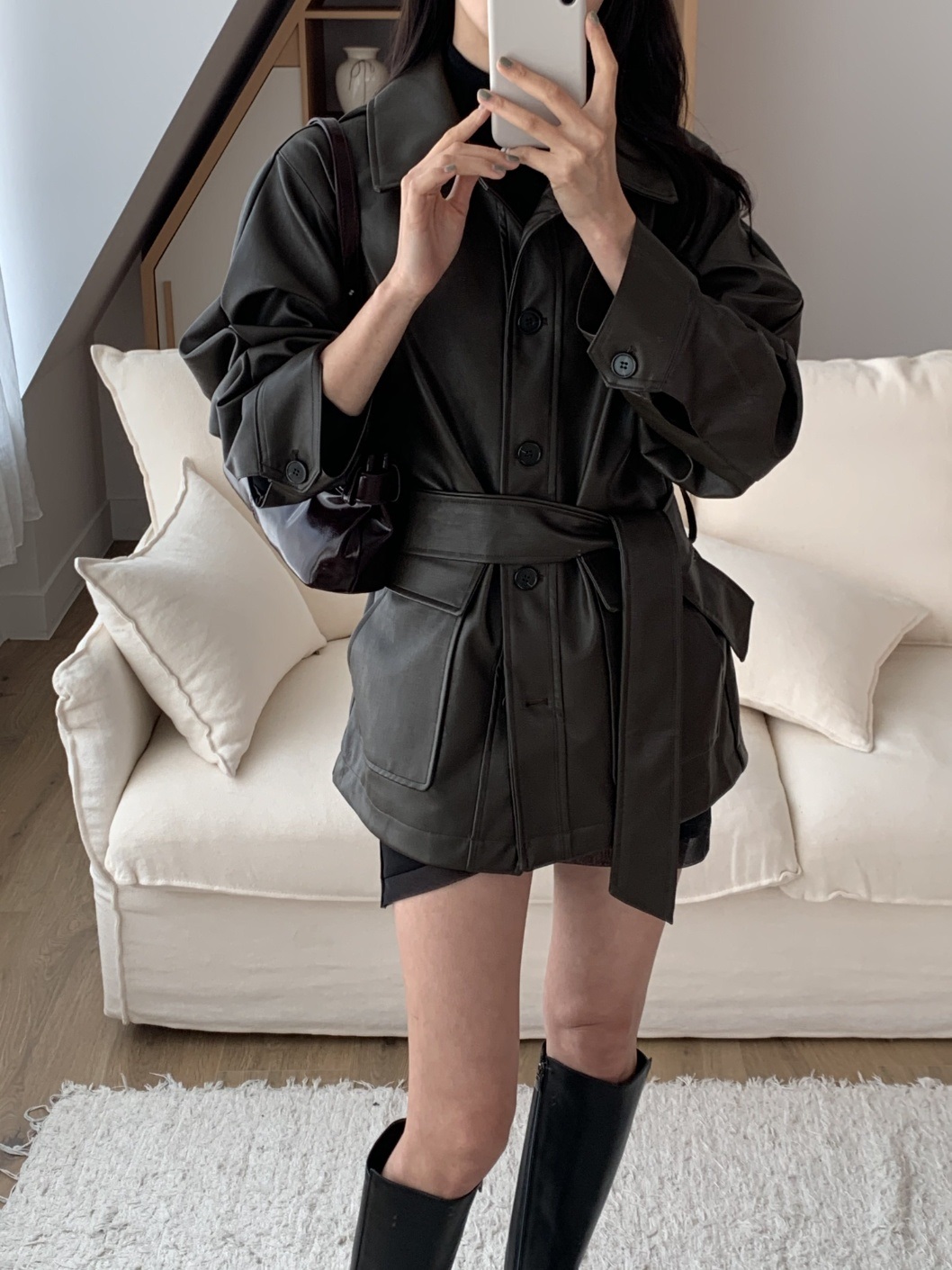 ストラップ付レザー調カラーオーバーサイズジャケット | 詳細画像16