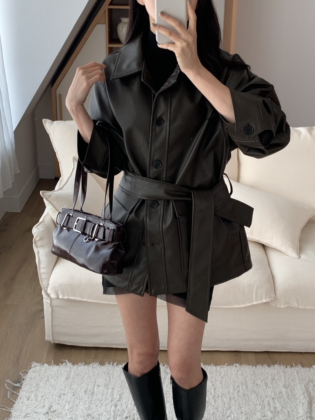 ストラップ付レザー調カラーオーバーサイズジャケット | 詳細画像15