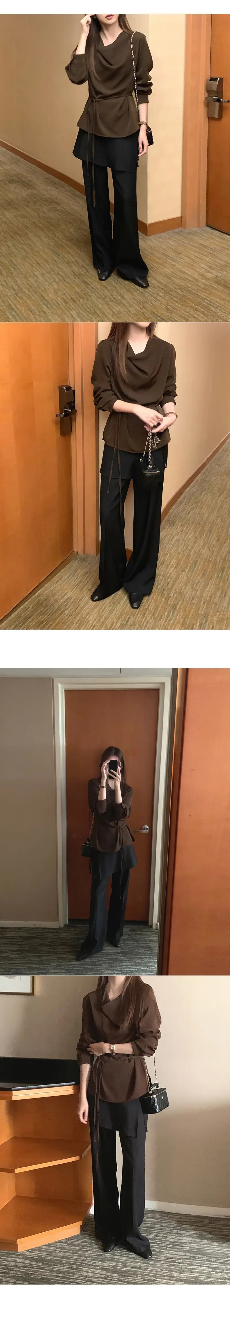 ストラップドレープ長袖ブラウス | 詳細画像2