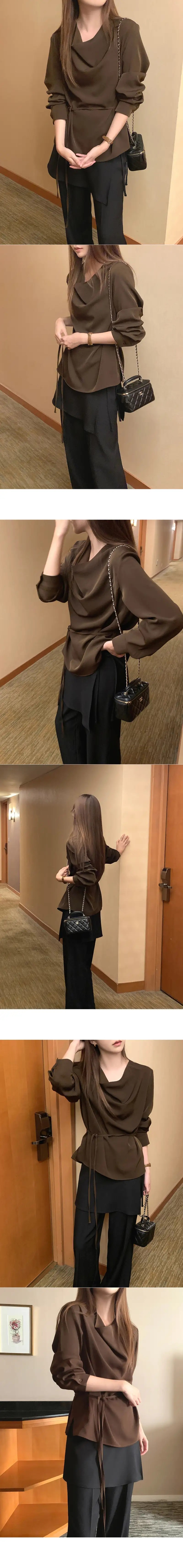 ストラップドレープ長袖ブラウス | 詳細画像3