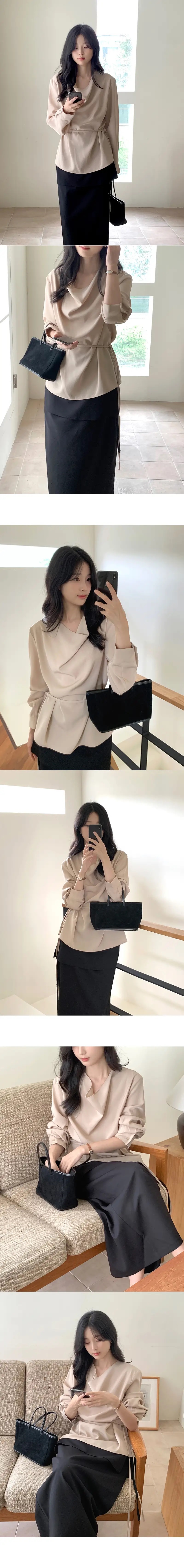 ストラップドレープ長袖ブラウス | 詳細画像4