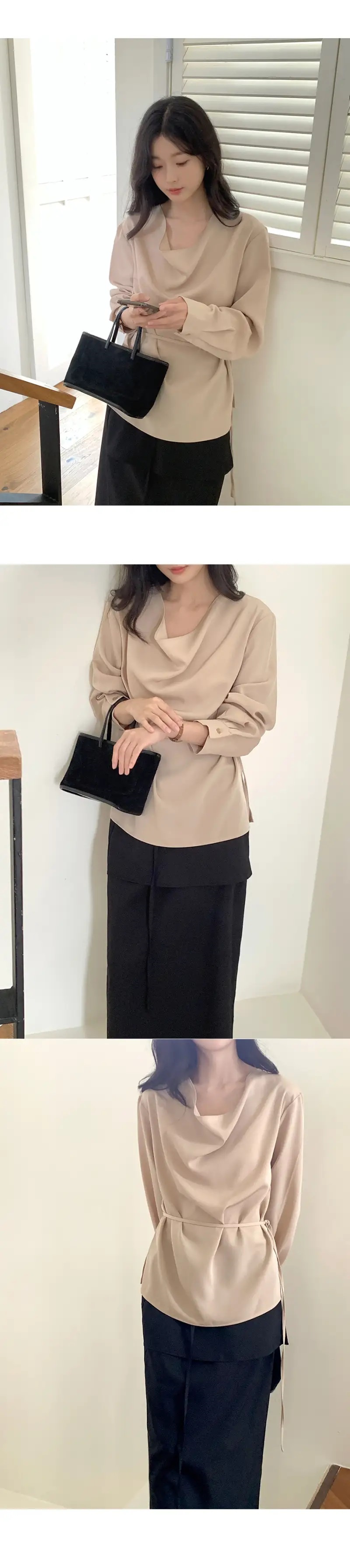 ストラップドレープ長袖ブラウス | 詳細画像5