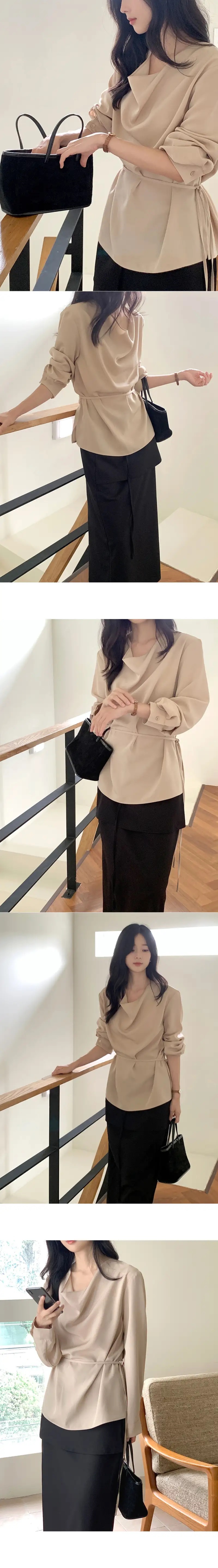 ストラップドレープ長袖ブラウス | 詳細画像6