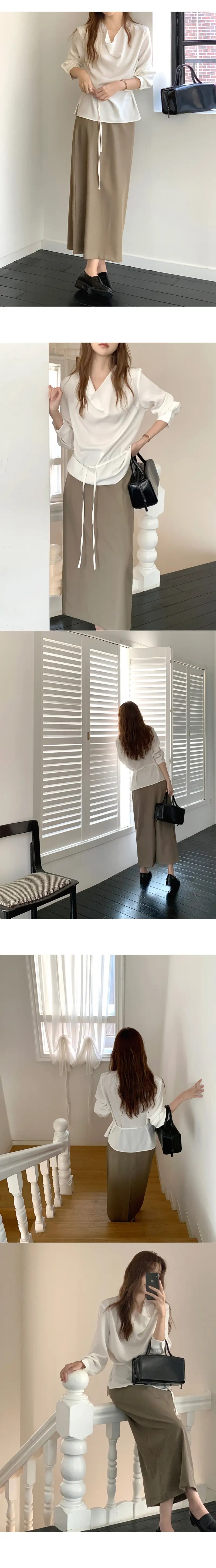 ストラップドレープ長袖ブラウス | 詳細画像7