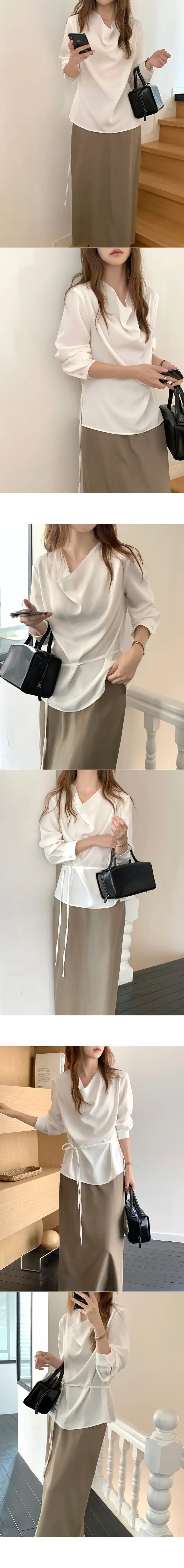 ストラップドレープ長袖ブラウス | 詳細画像8