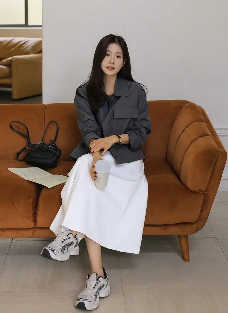 コットンフレアロングバックゴムツータックポケットスカート | chicfox | 詳細画像3