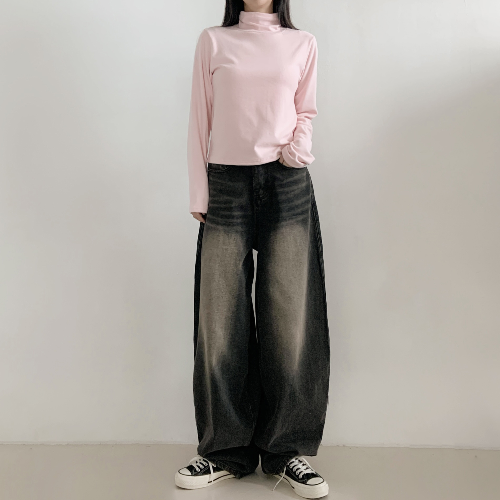 裏起毛タートルネックベーシックルーズTシャツ | 詳細画像5