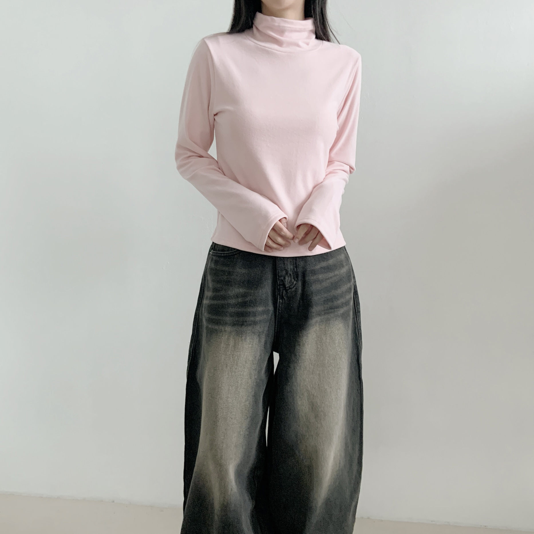 裏起毛タートルネックベーシックルーズTシャツ | 詳細画像8