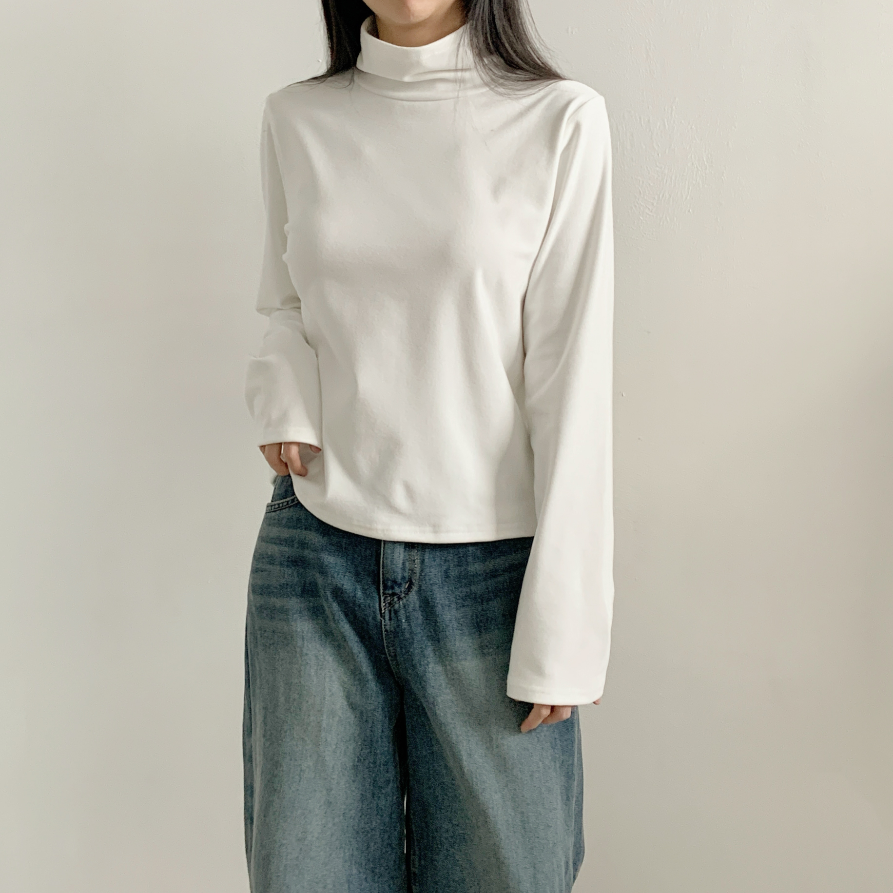 裏起毛タートルネックベーシックルーズTシャツ | 詳細画像12