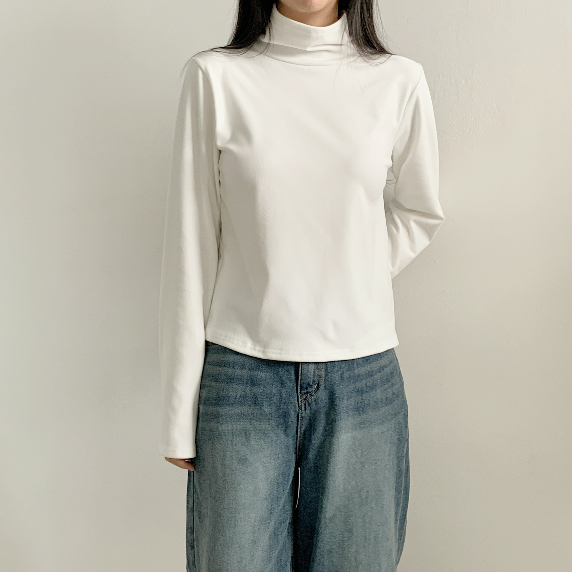 裏起毛タートルネックベーシックルーズTシャツ | 詳細画像9