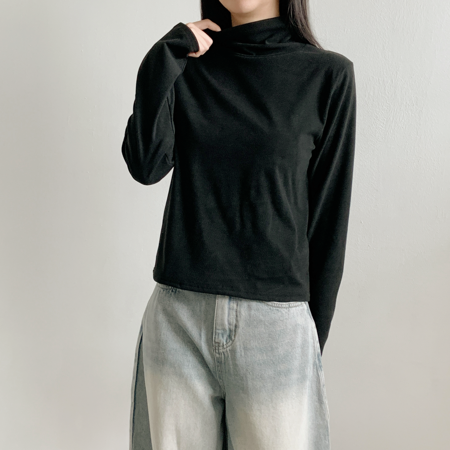 裏起毛タートルネックベーシックルーズTシャツ | 詳細画像16