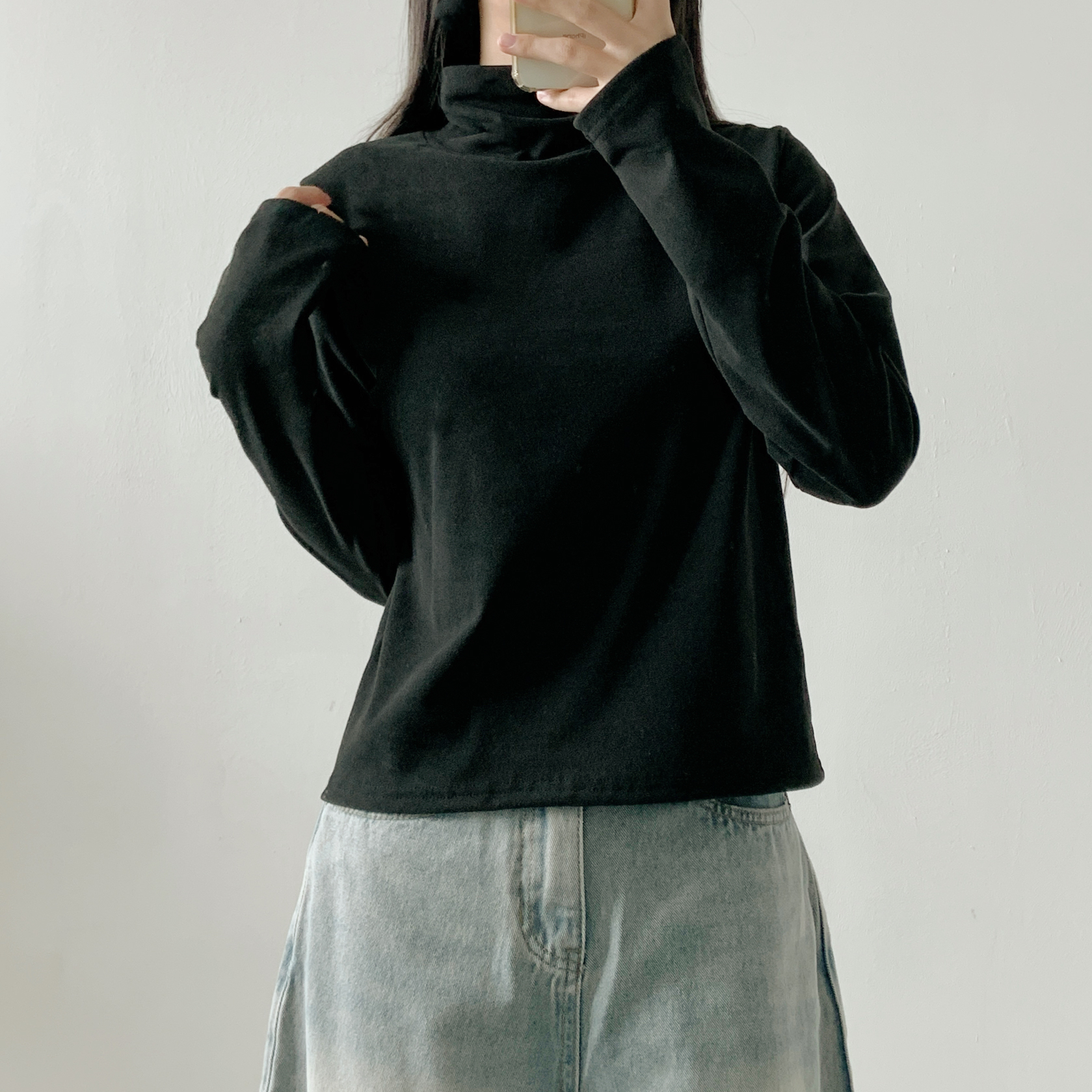 裏起毛タートルネックベーシックルーズTシャツ | 詳細画像14