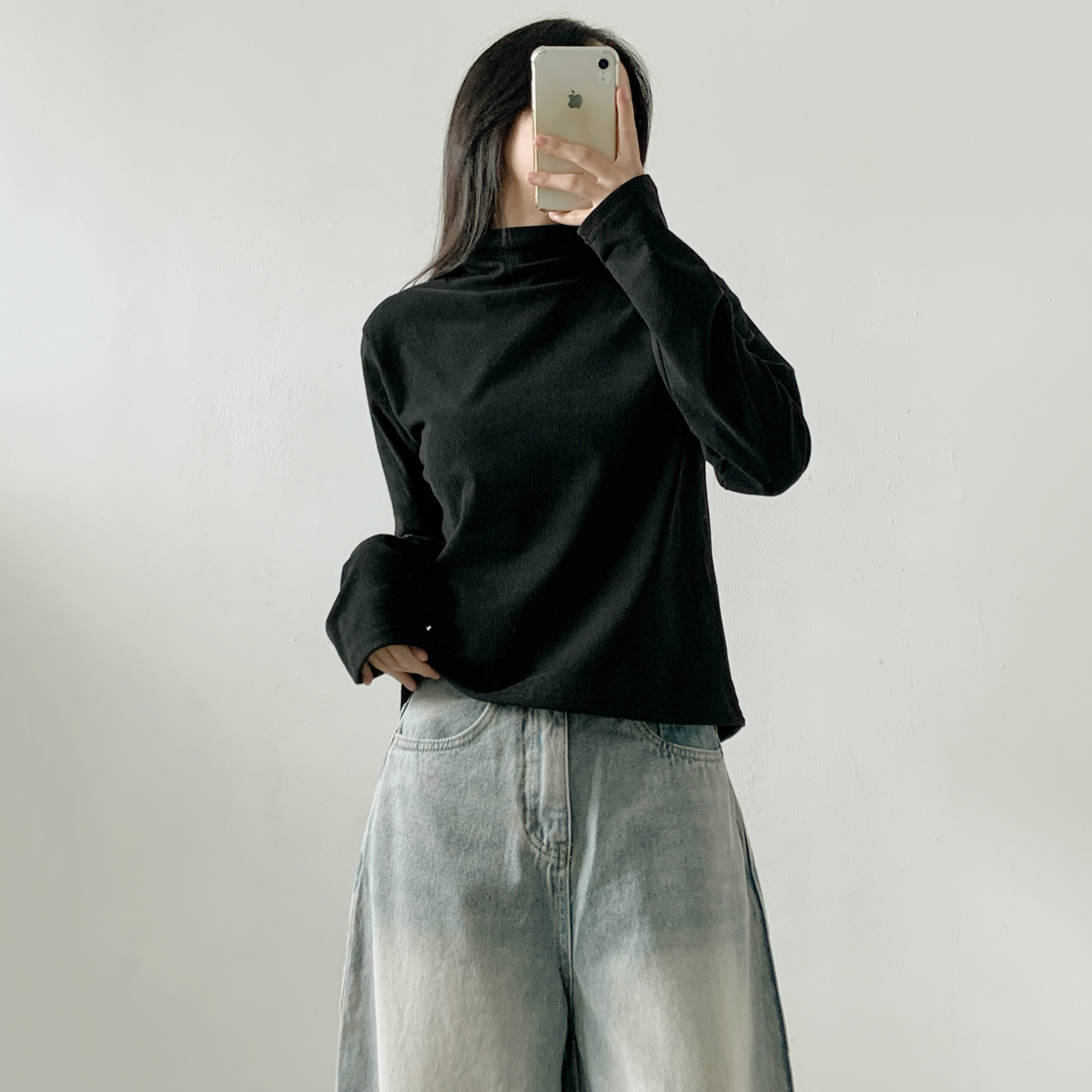 裏起毛タートルネックベーシックルーズTシャツ | 詳細画像17