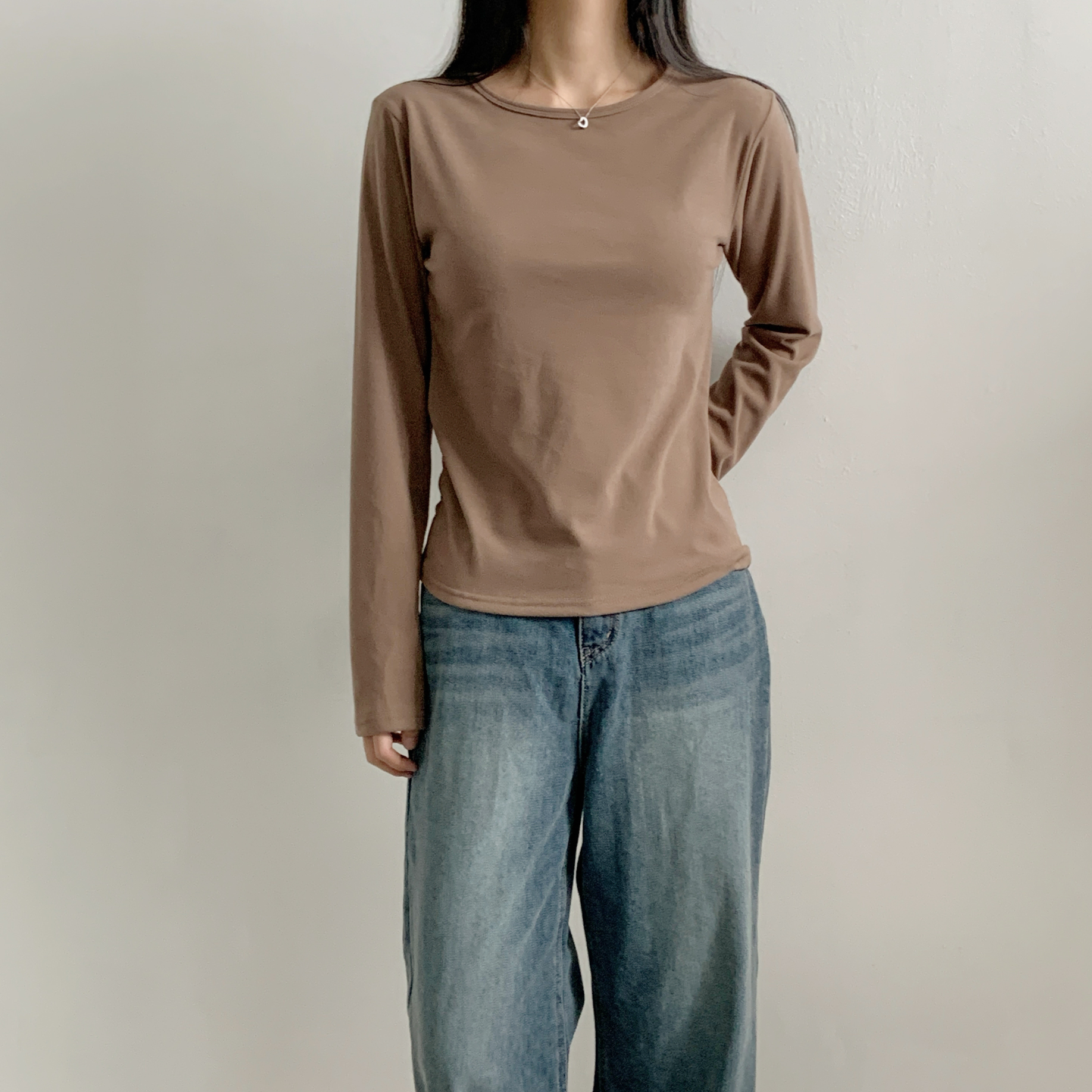 裏起毛ラウンドネックベーシック長袖Tシャツ | 詳細画像19