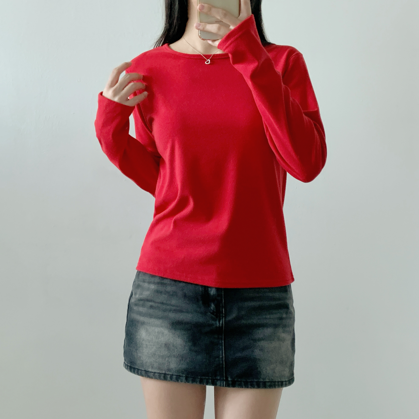 裏起毛ラウンドネックベーシック長袖Tシャツ | 詳細画像7