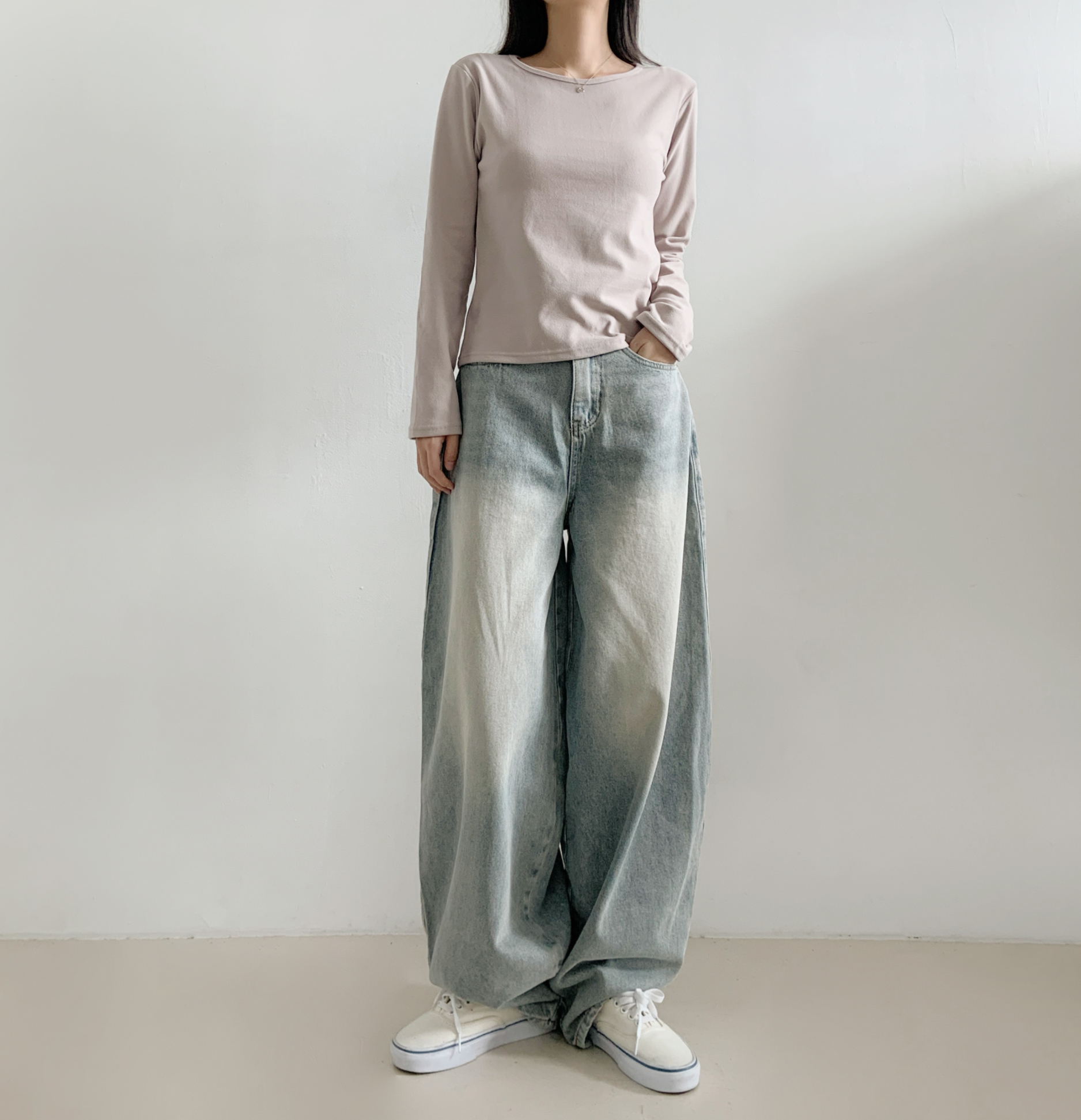 裏起毛ラウンドネックベーシック長袖Tシャツ | 詳細画像16