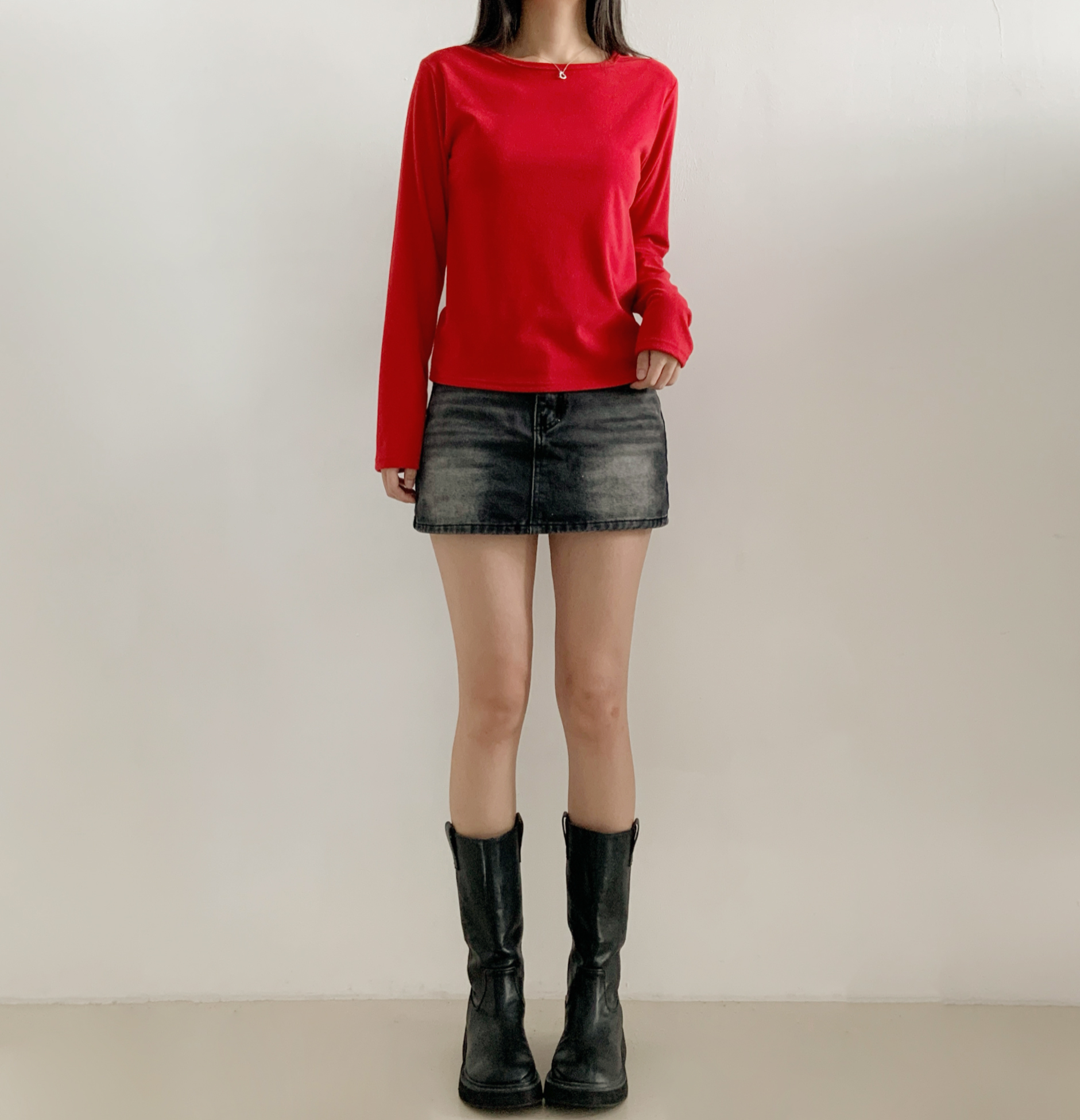 裏起毛ラウンドネックベーシック長袖Tシャツ | 詳細画像10