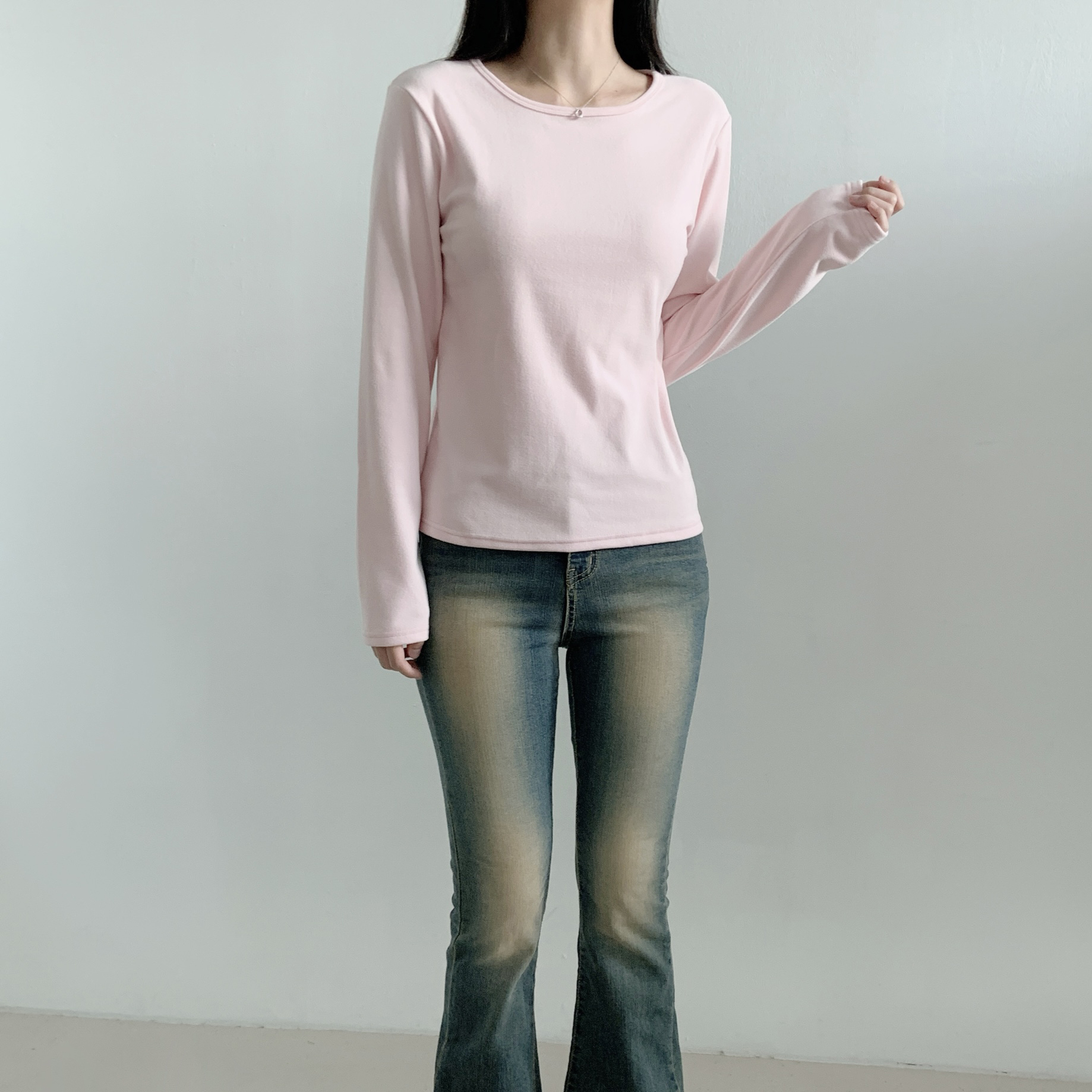 裏起毛ラウンドネックベーシック長袖Tシャツ | 詳細画像11