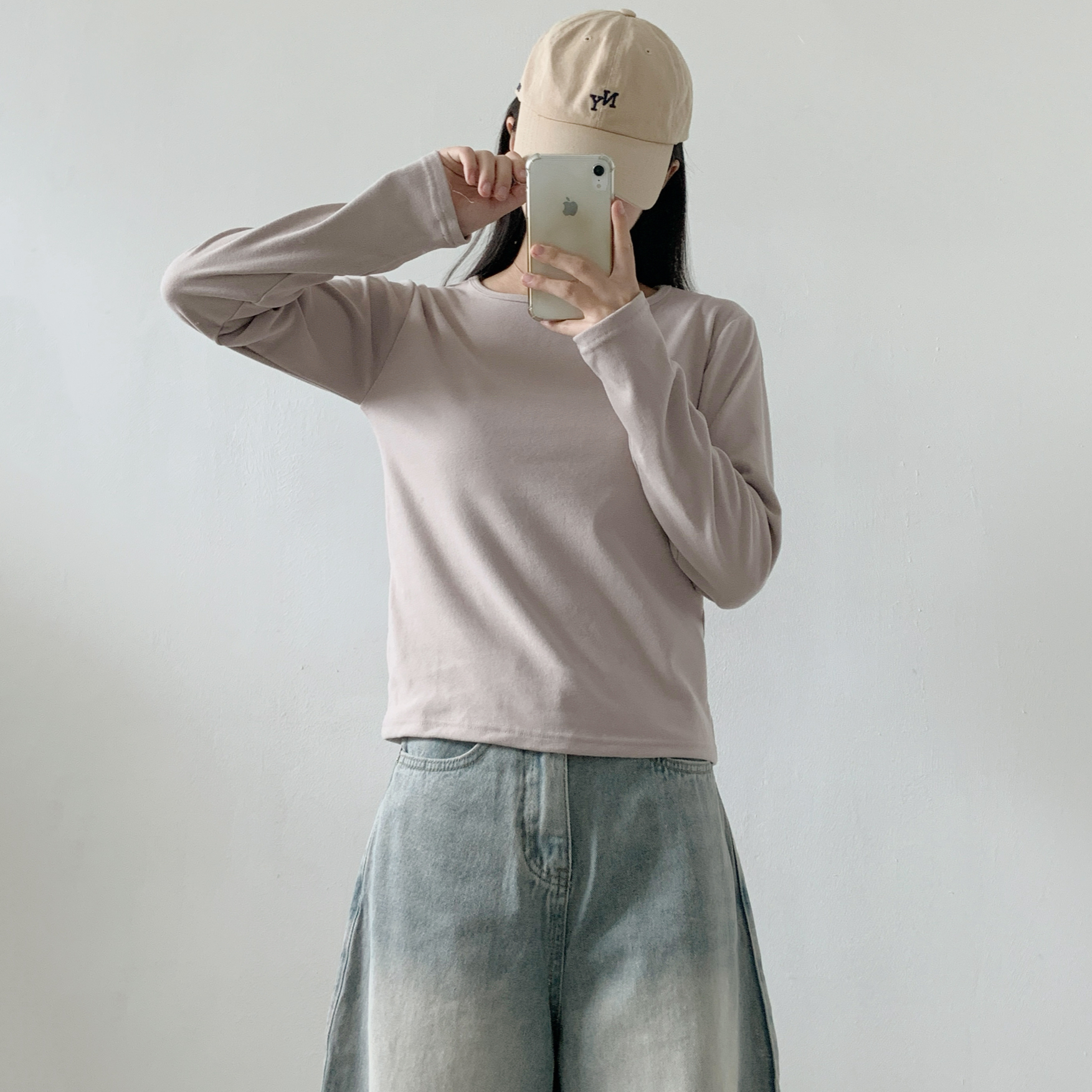 裏起毛ラウンドネックベーシック長袖Tシャツ | 詳細画像15