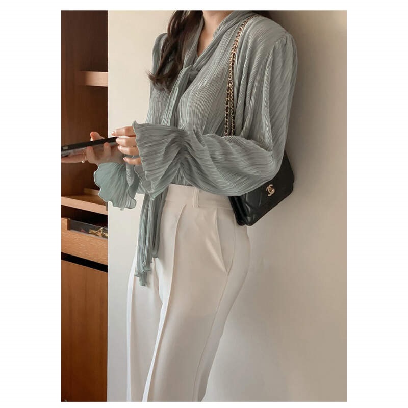 ボウタイVネックフリルリンクルブラウス | 詳細画像2