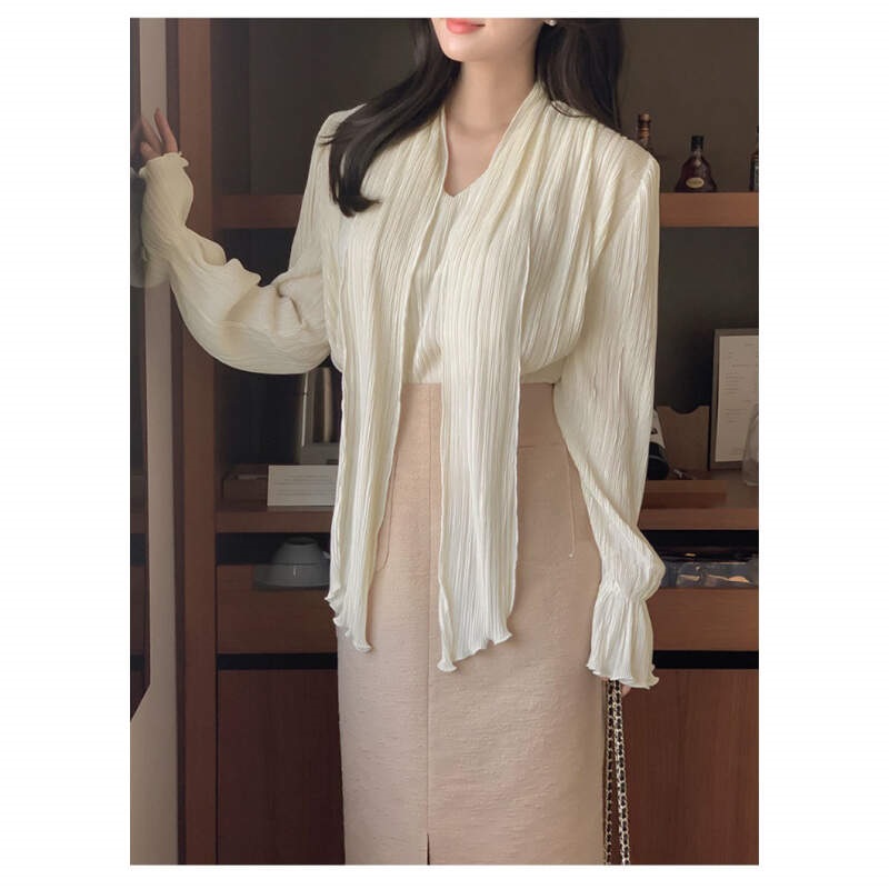 ボウタイVネックフリルリンクルブラウス | 詳細画像11