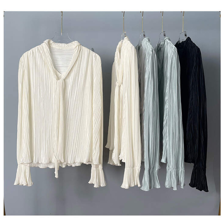 ボウタイVネックフリルリンクルブラウス | 詳細画像12