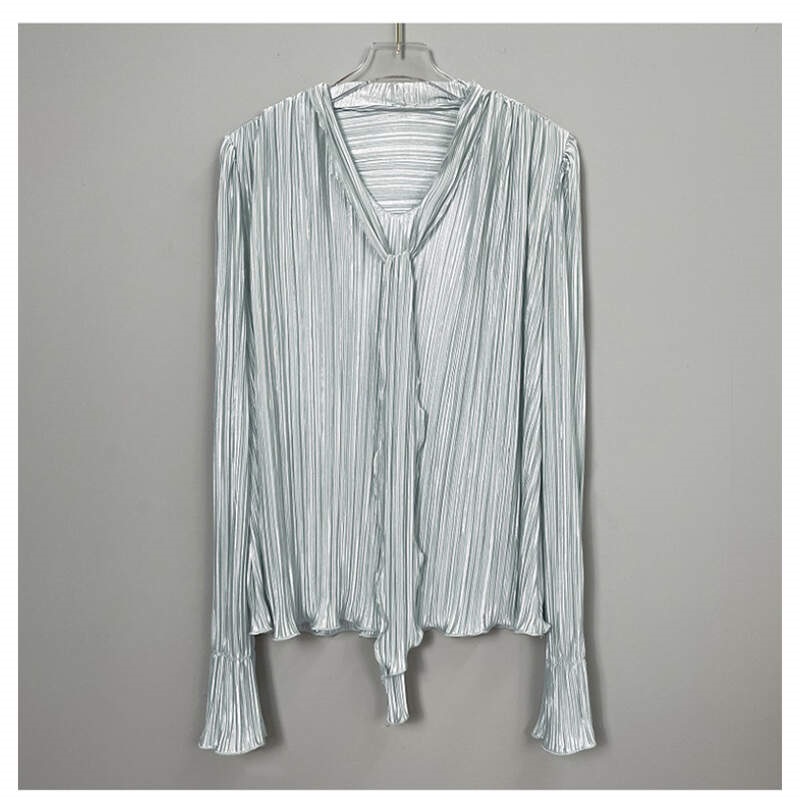 ボウタイVネックフリルリンクルブラウス | 詳細画像15