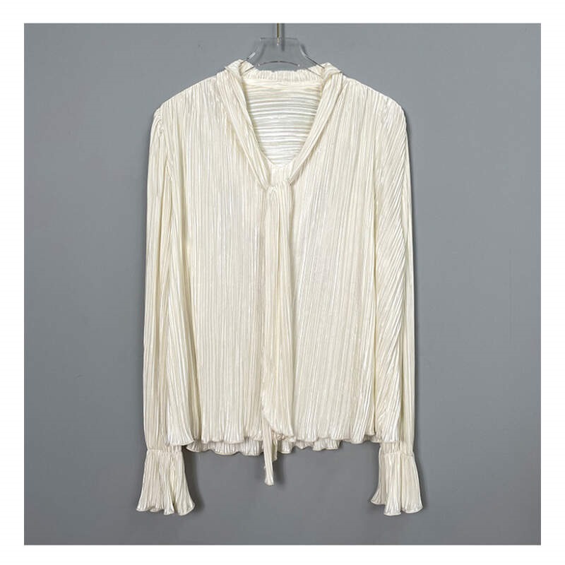 ボウタイVネックフリルリンクルブラウス | 詳細画像16