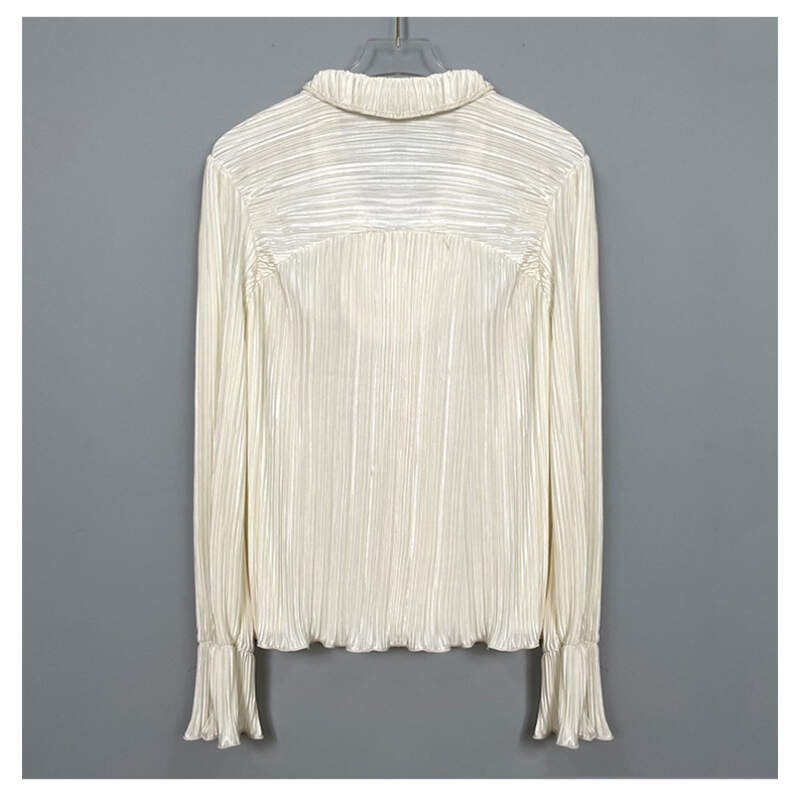 ボウタイVネックフリルリンクルブラウス | 詳細画像17