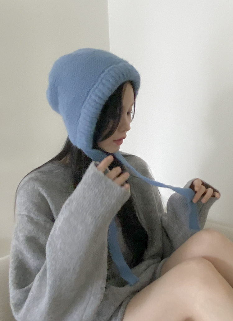 ニットリボンストラップ帽子バラクラバ | レディースファッション通販