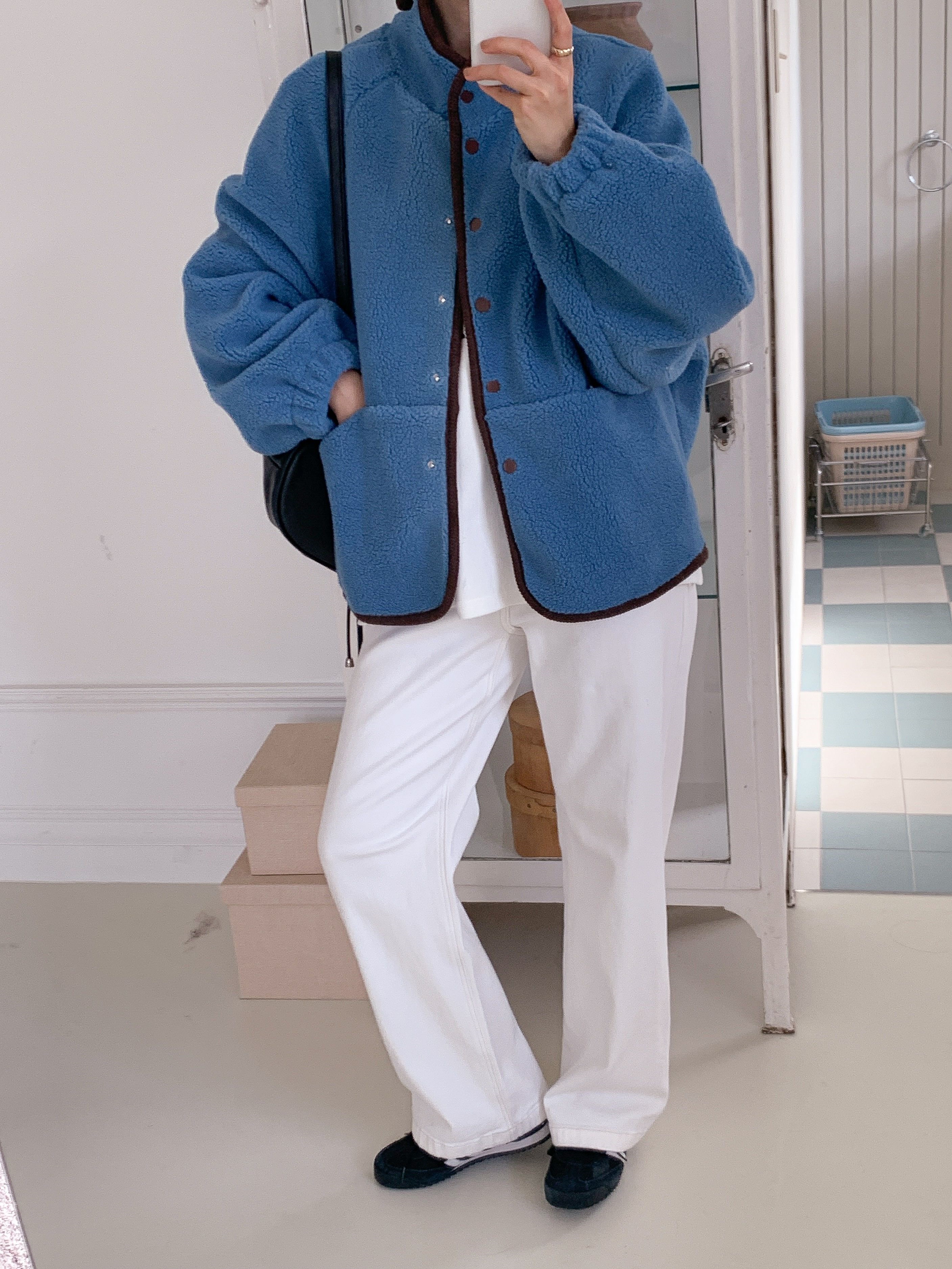 フリースポケットスナップボタンカラージャンパー | 詳細画像2