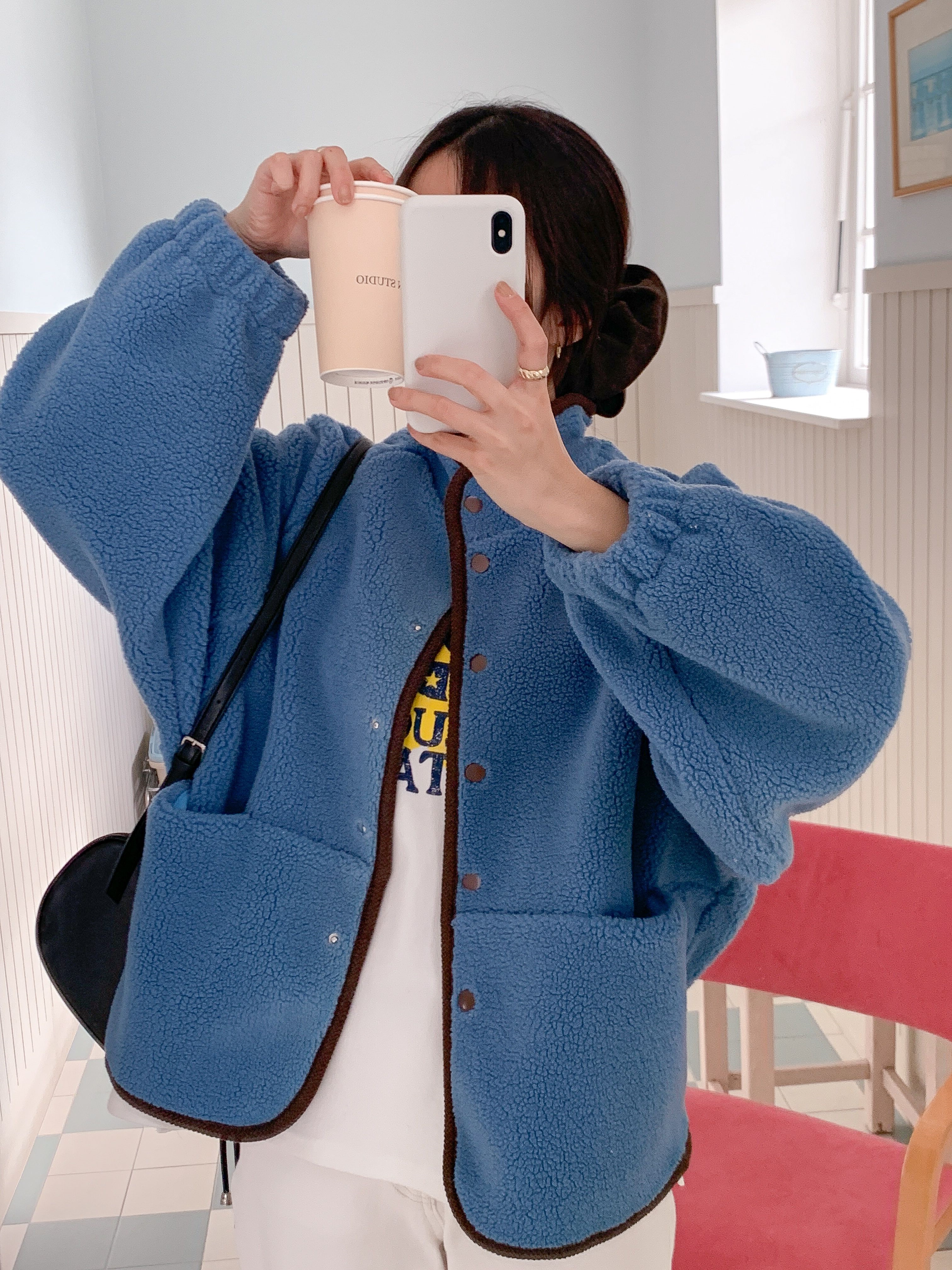 フリースポケットスナップボタンカラージャンパー | 詳細画像3