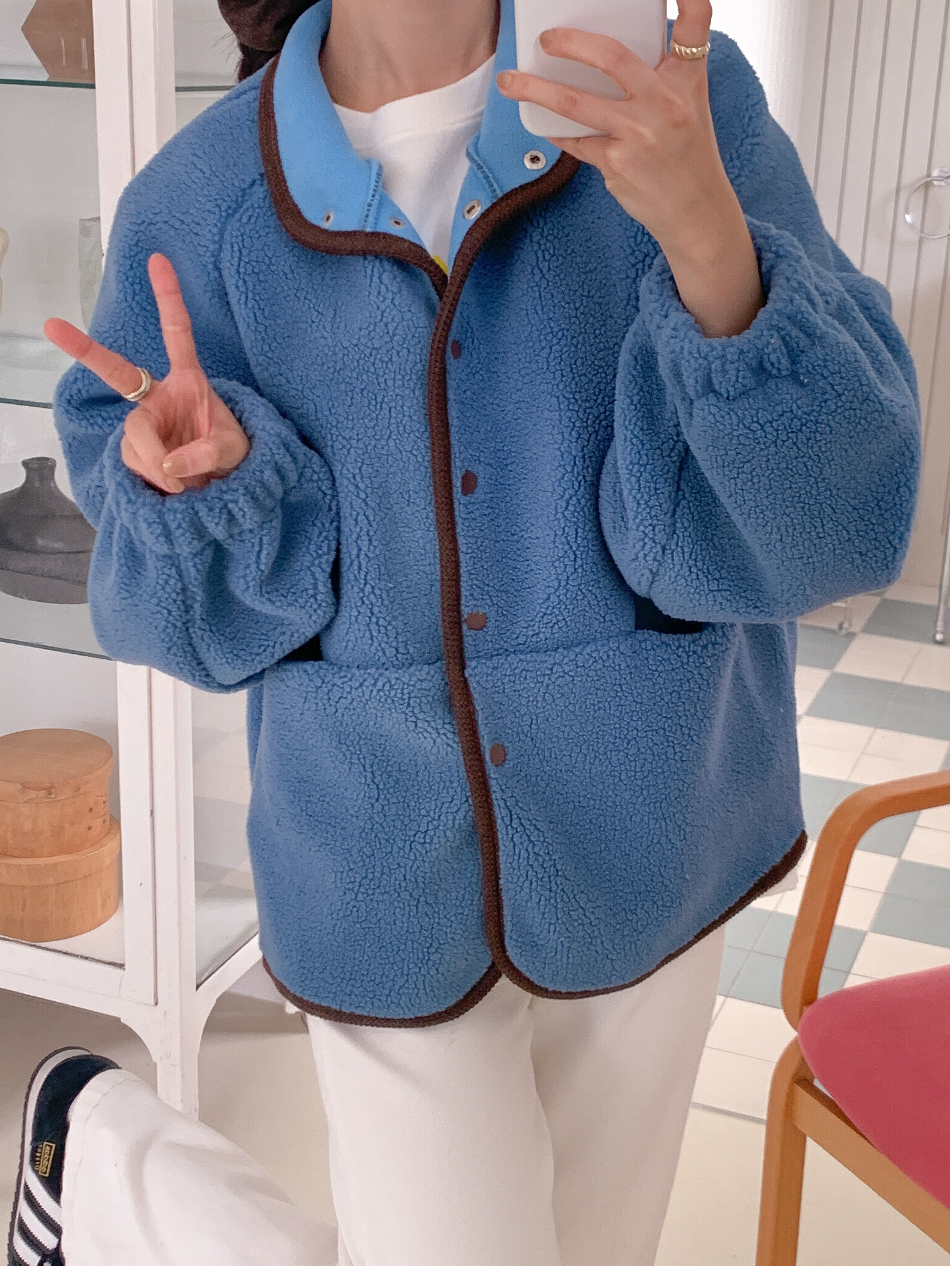 フリースポケットスナップボタンカラージャンパー | 詳細画像4