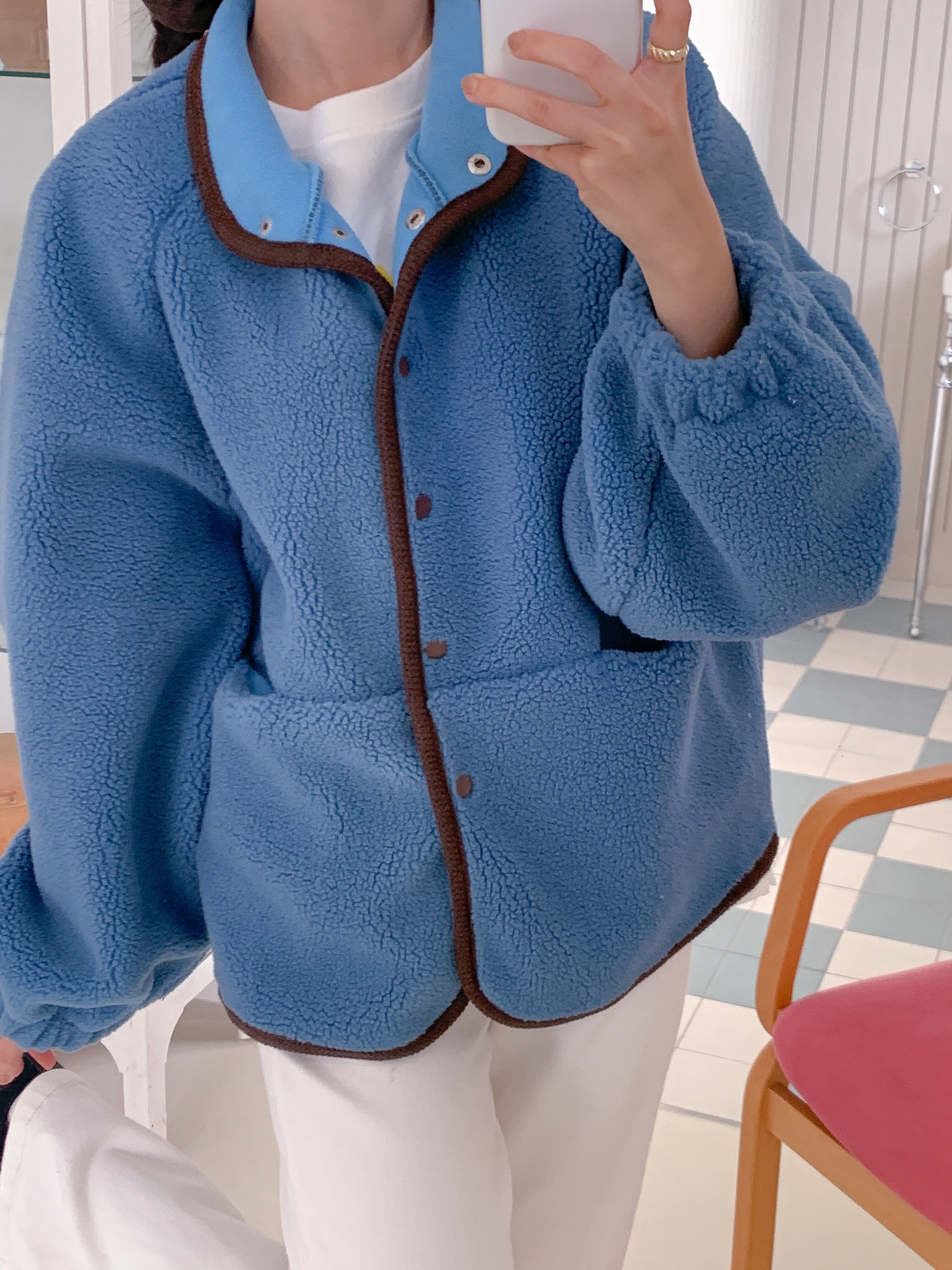 フリースポケットスナップボタンカラージャンパー | 詳細画像5