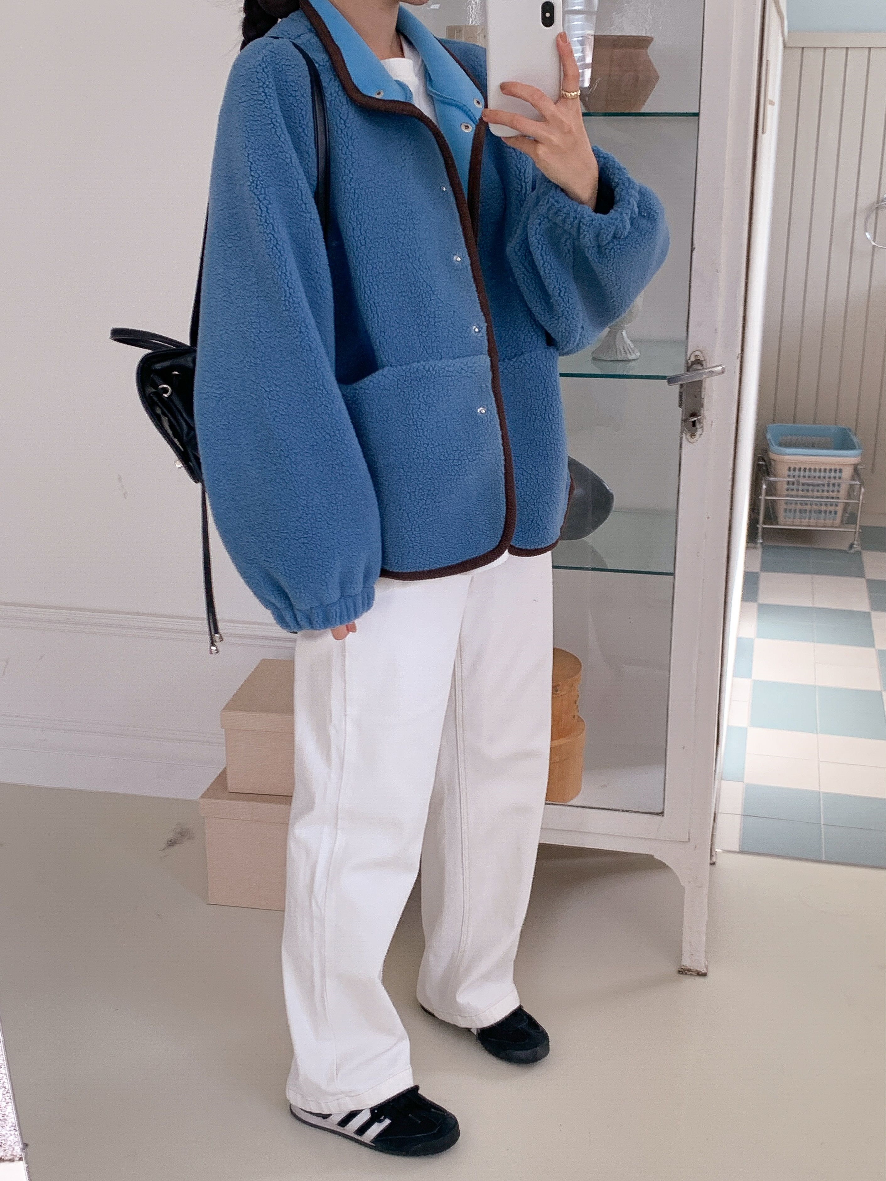 フリースポケットスナップボタンカラージャンパー | 詳細画像7