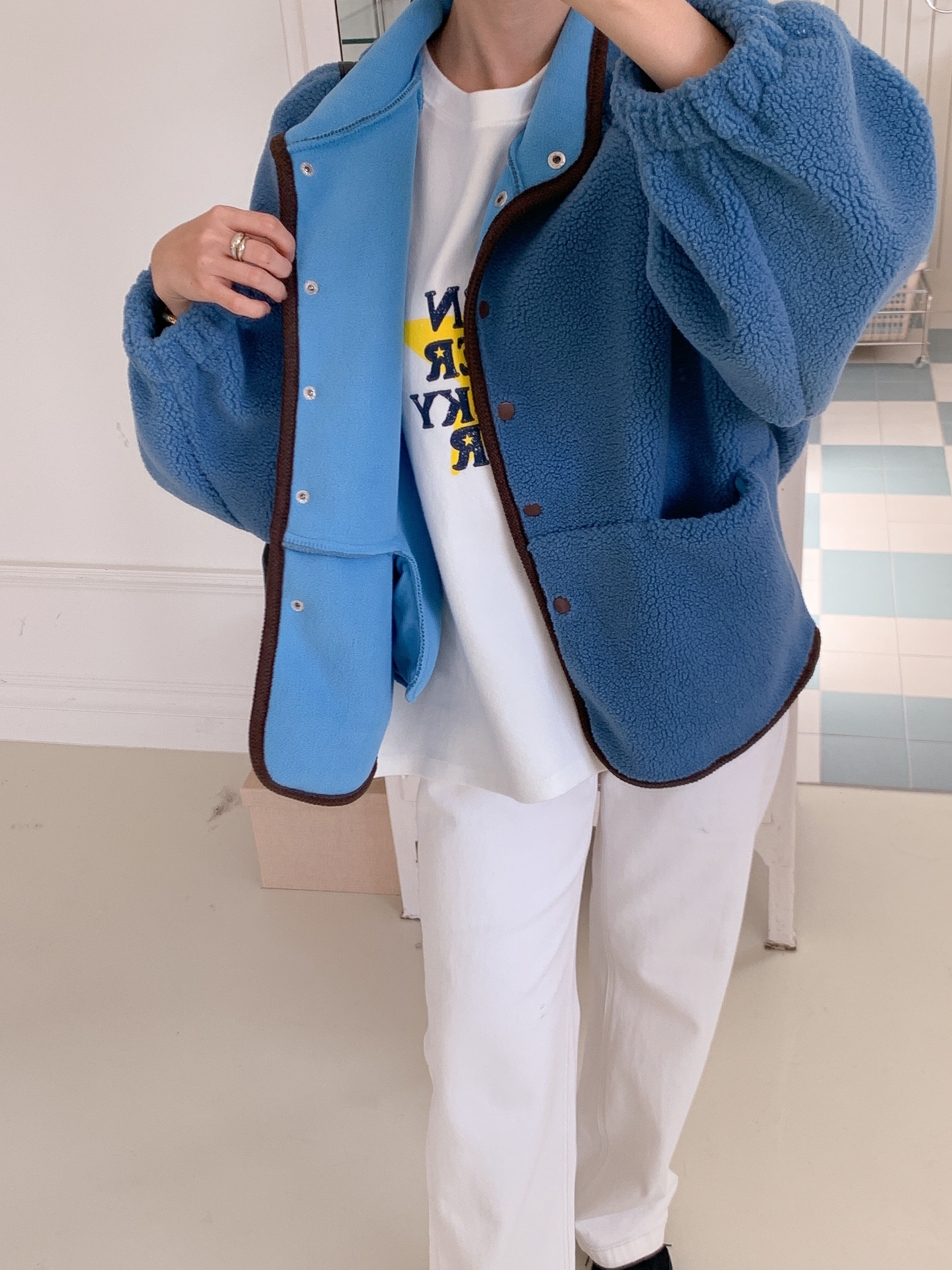 フリースポケットスナップボタンカラージャンパー | 詳細画像8