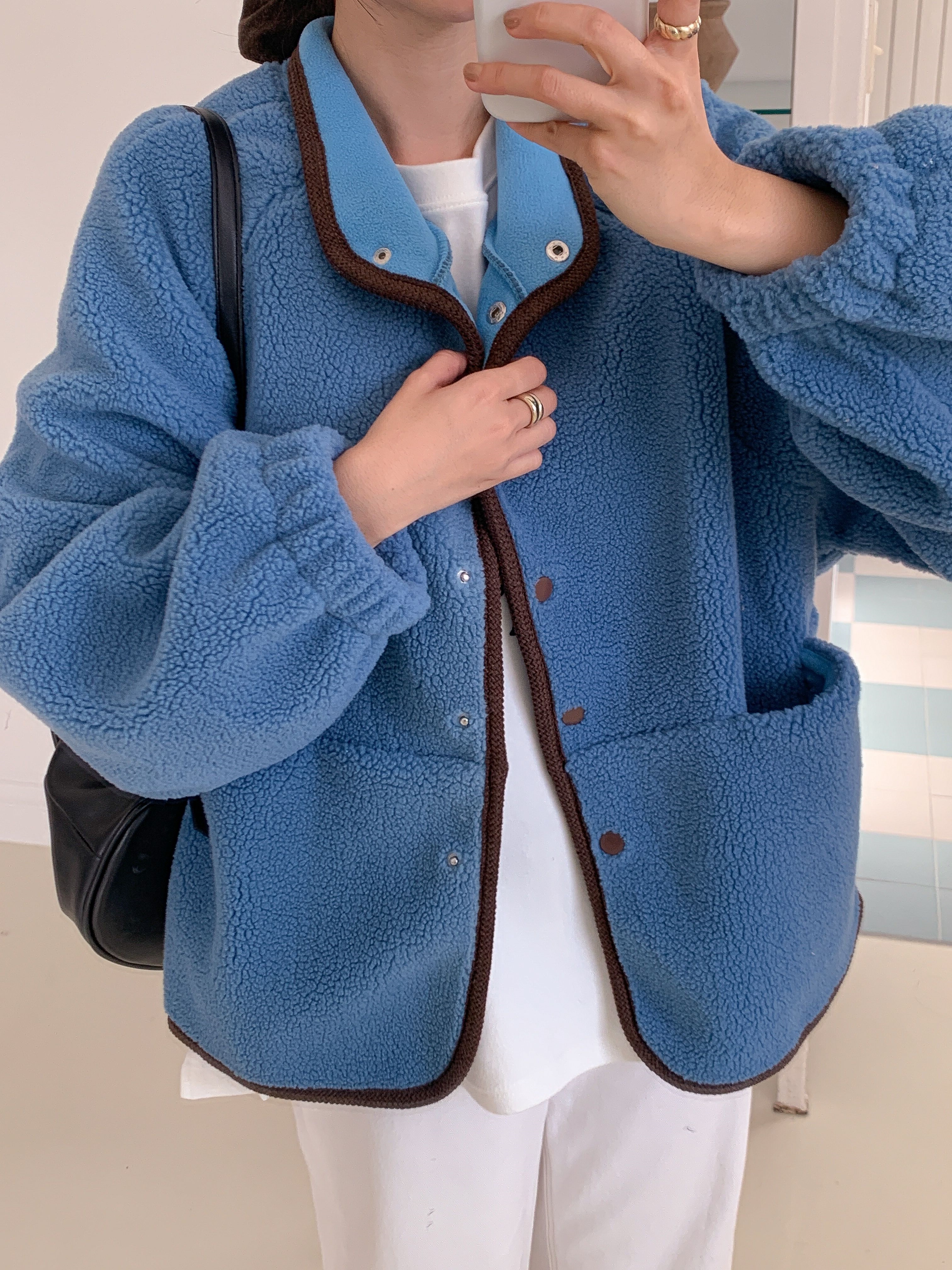 フリースポケットスナップボタンカラージャンパー | 詳細画像9