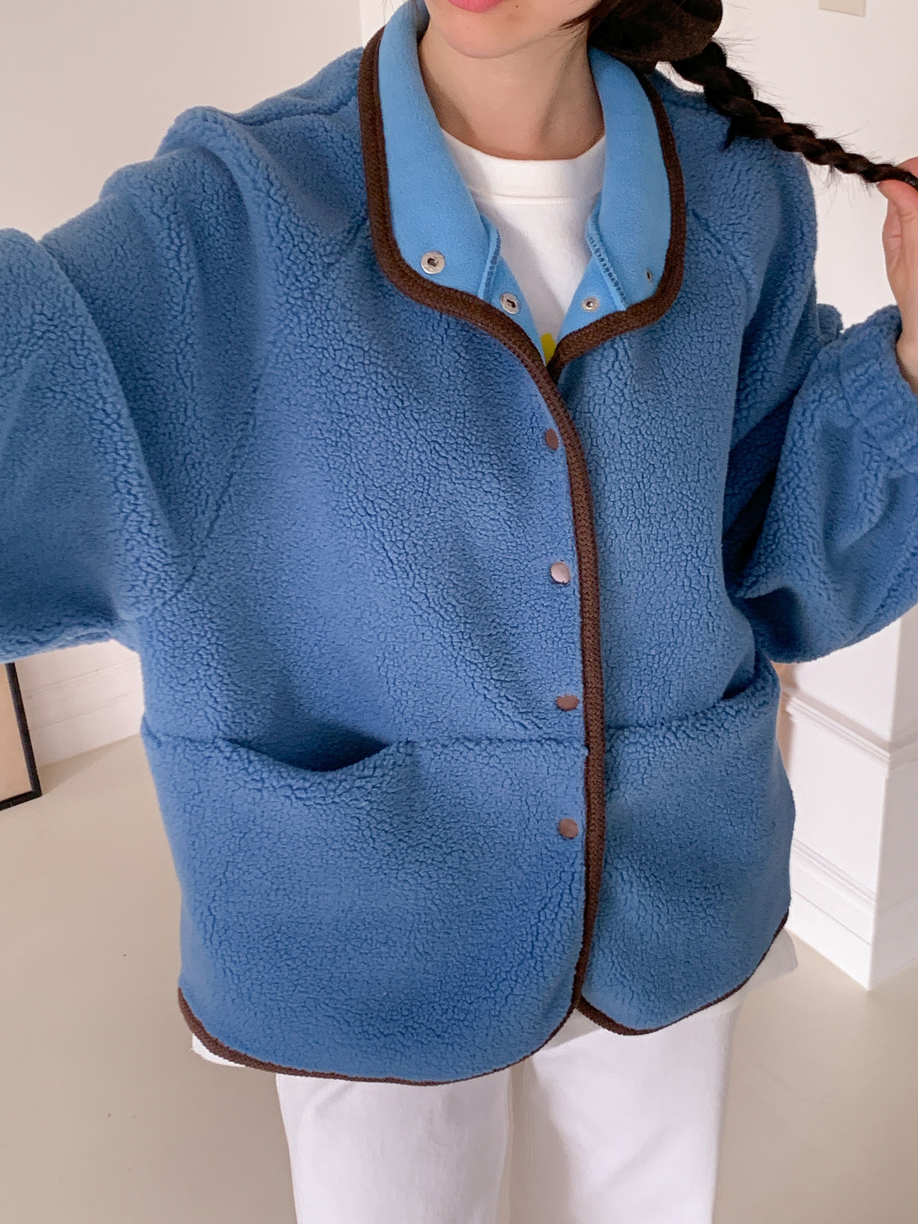 フリースポケットスナップボタンカラージャンパー | 詳細画像11