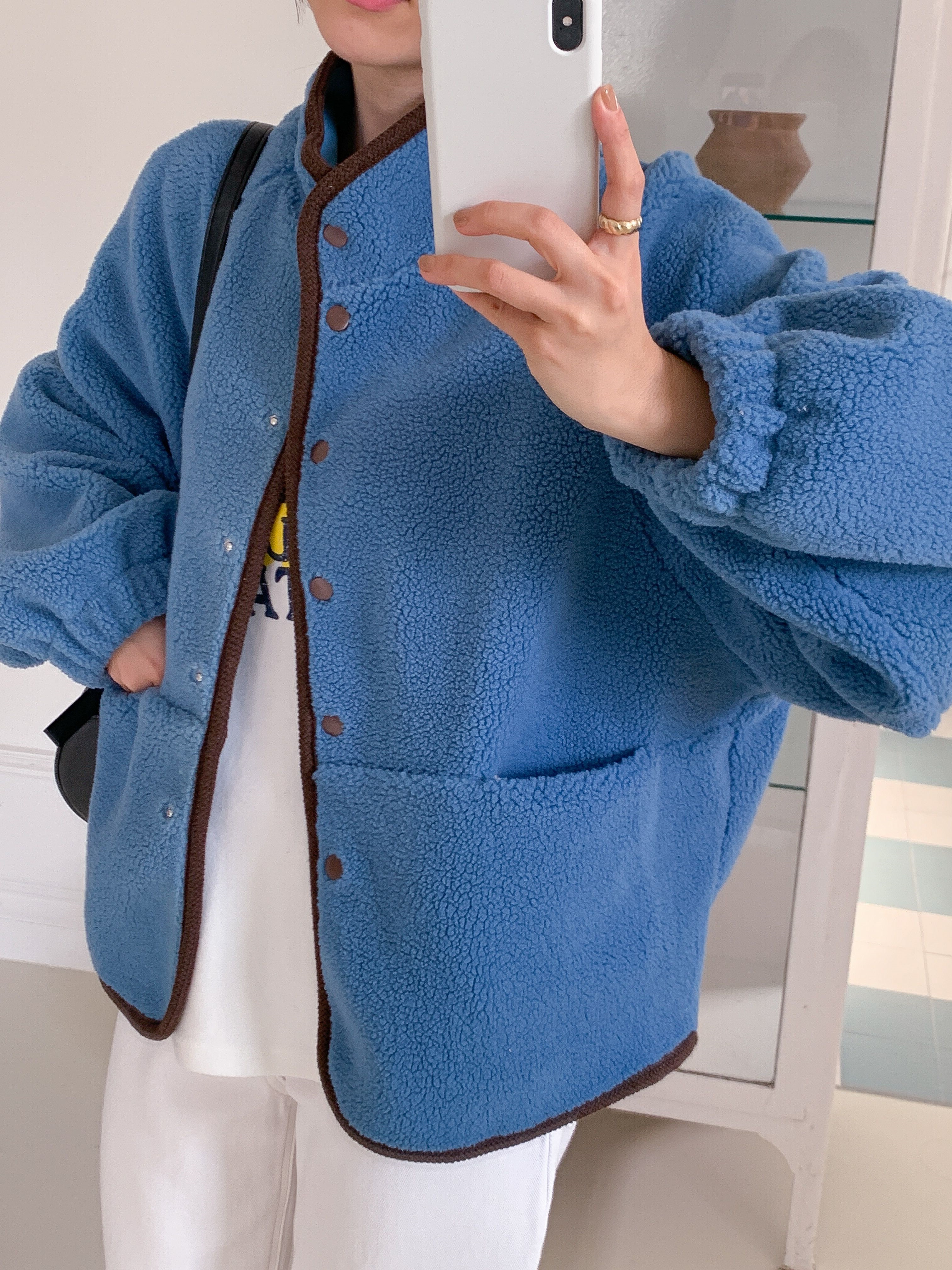 フリースポケットスナップボタンカラージャンパー | 詳細画像16