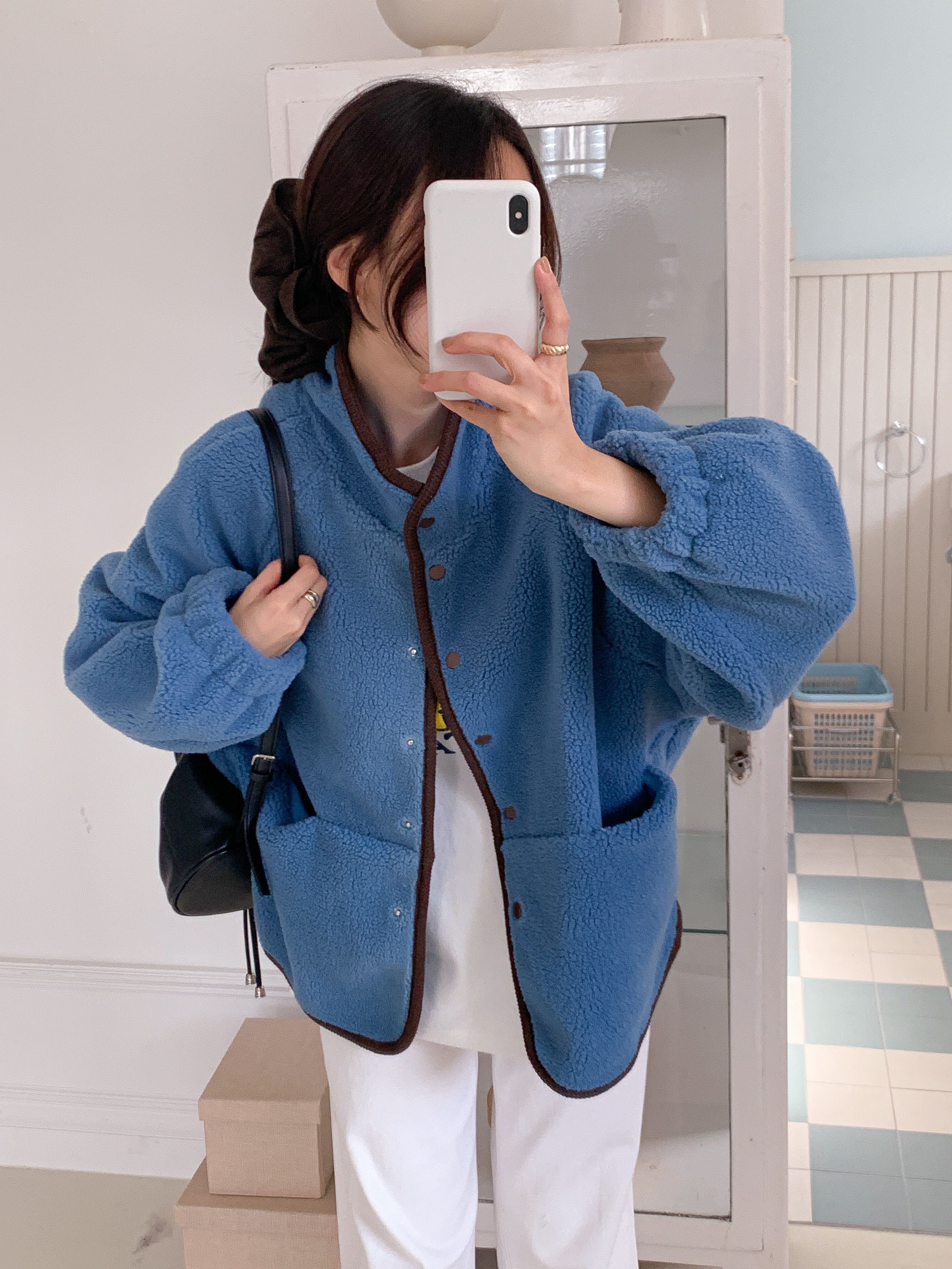 フリースポケットスナップボタンカラージャンパー | 詳細画像17