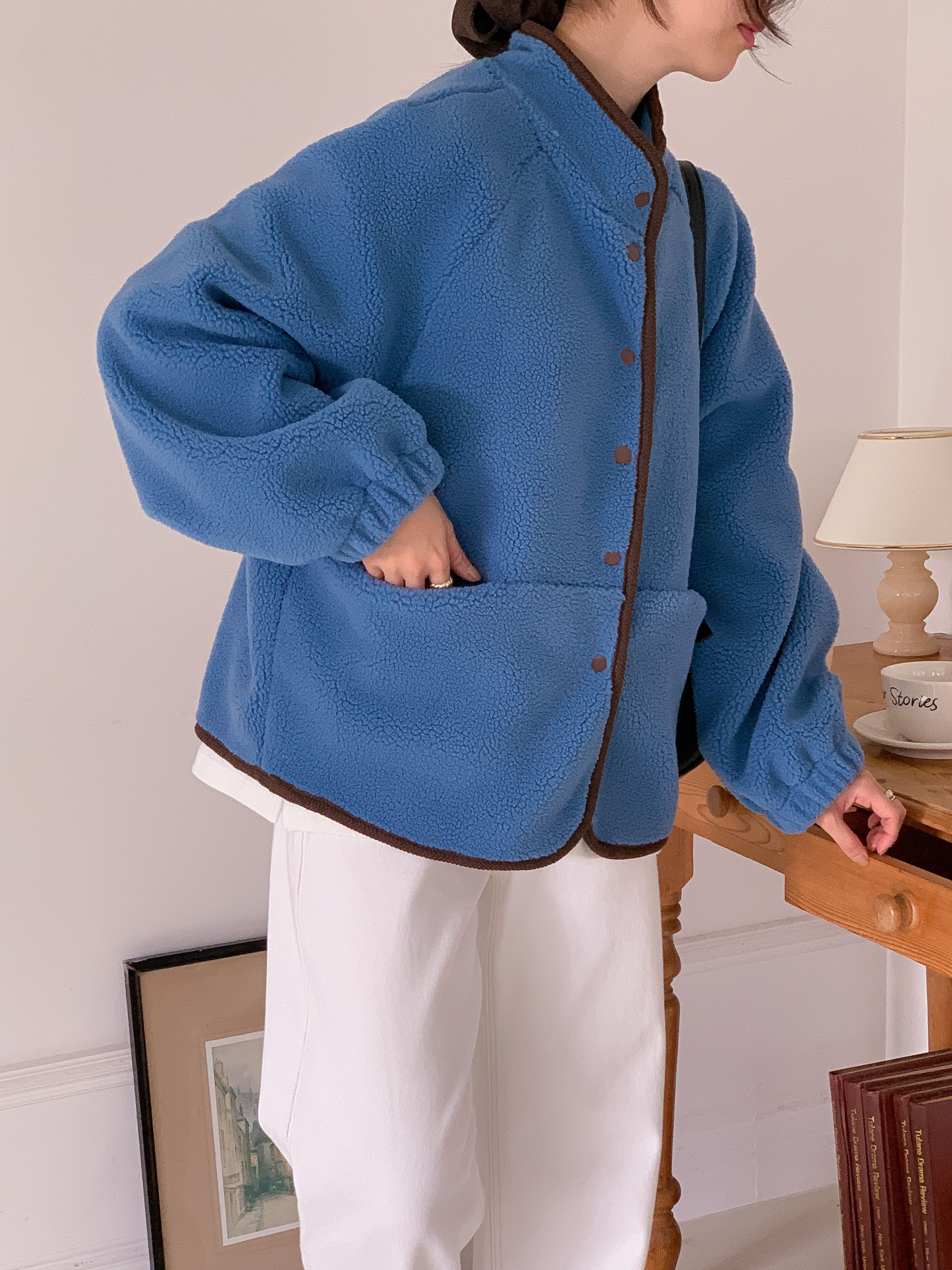 フリースポケットスナップボタンカラージャンパー | 詳細画像20