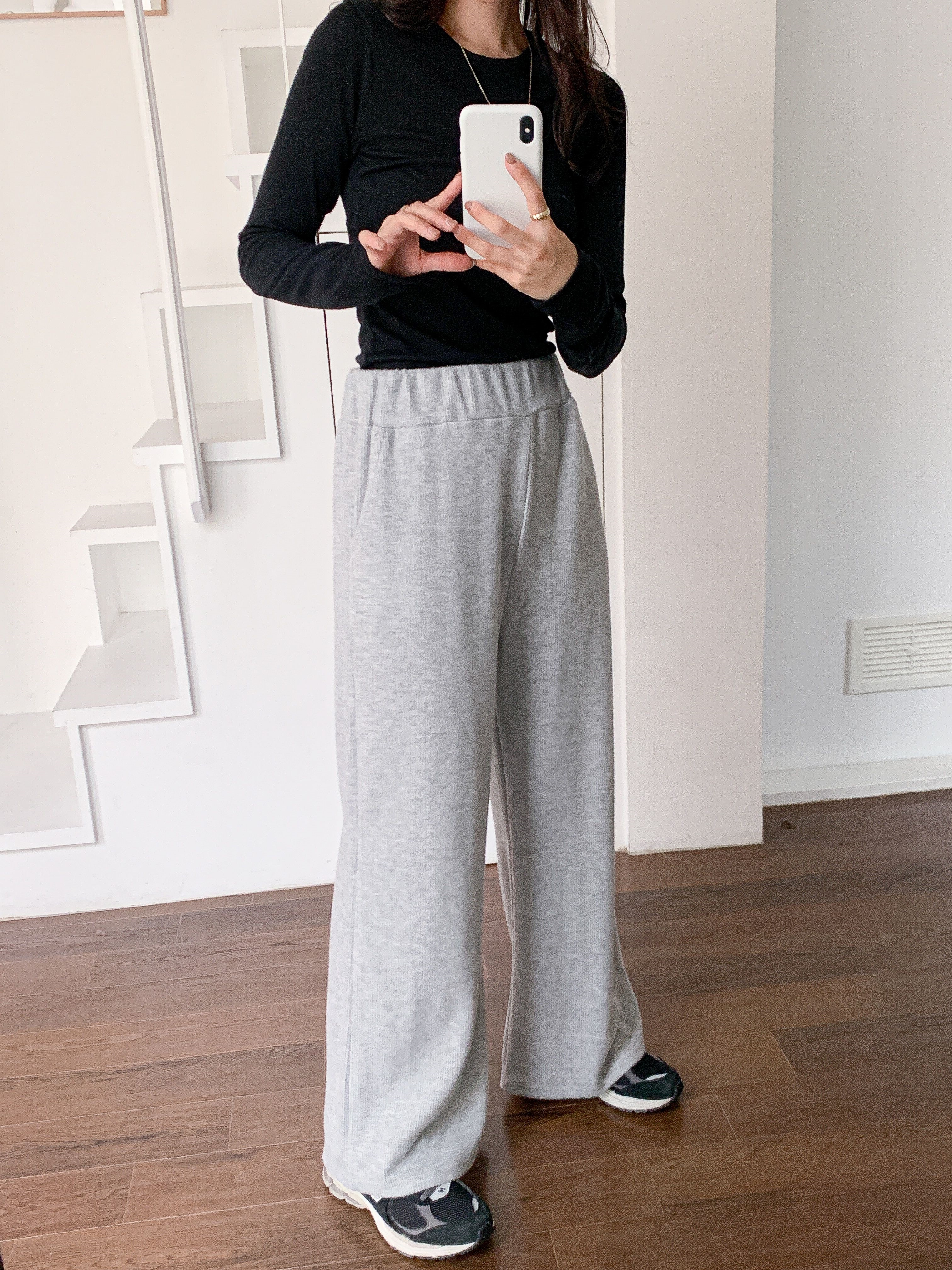 裏起毛ベーシックウエストゴムワイドカラーパンツ | 詳細画像5