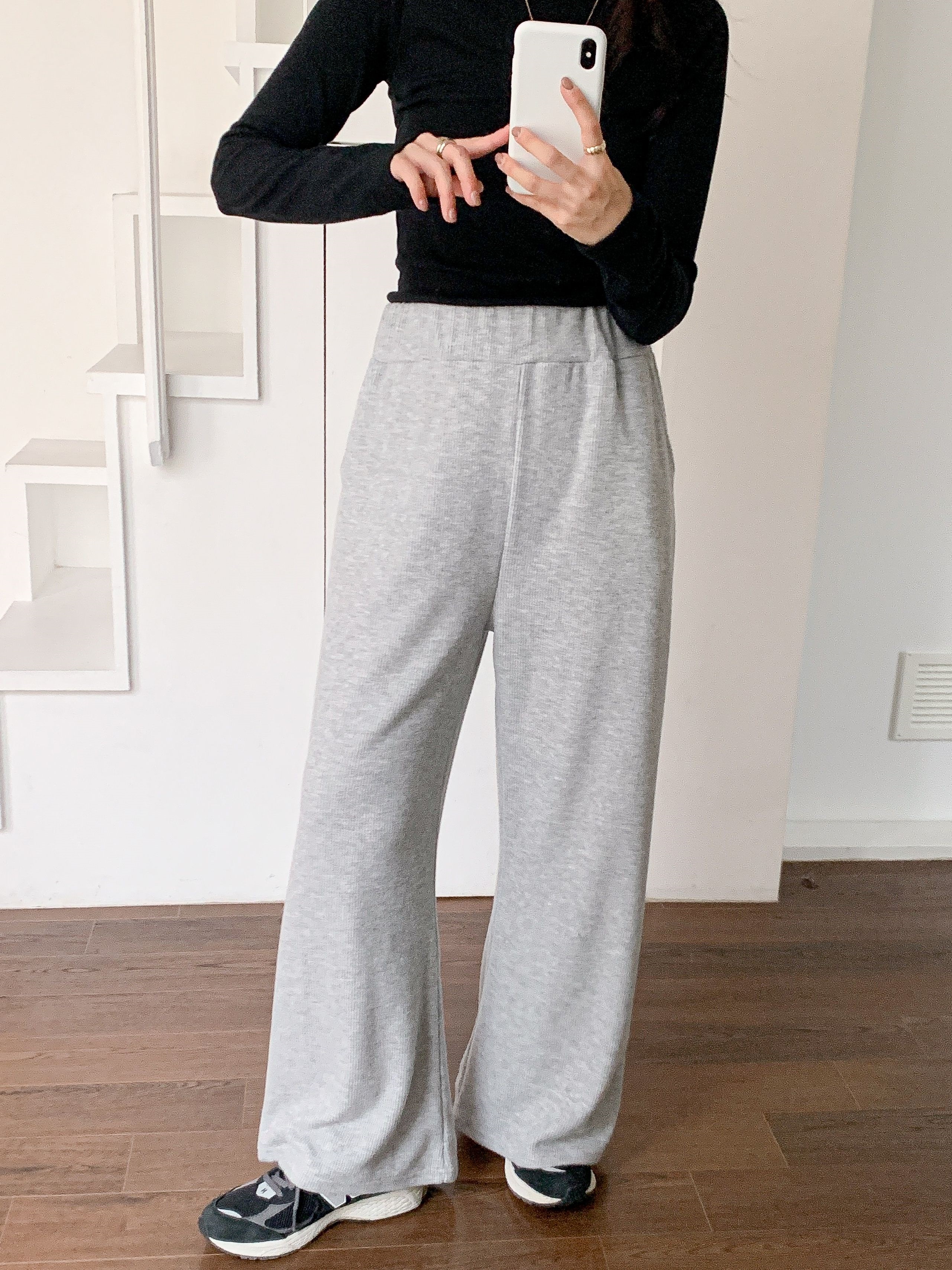 裏起毛ベーシックウエストゴムワイドカラーパンツ | 詳細画像6