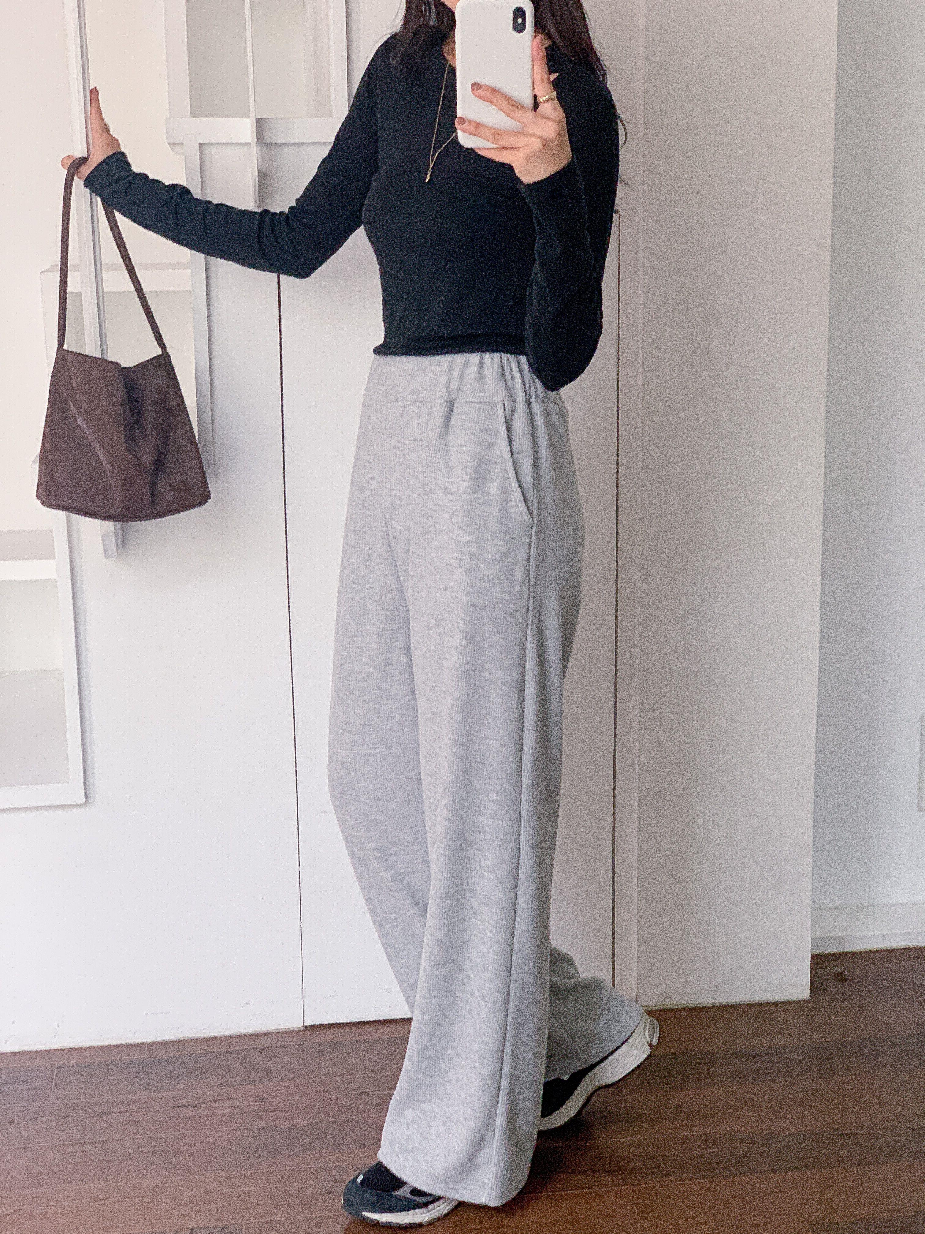 裏起毛ベーシックウエストゴムワイドカラーパンツ | 詳細画像8