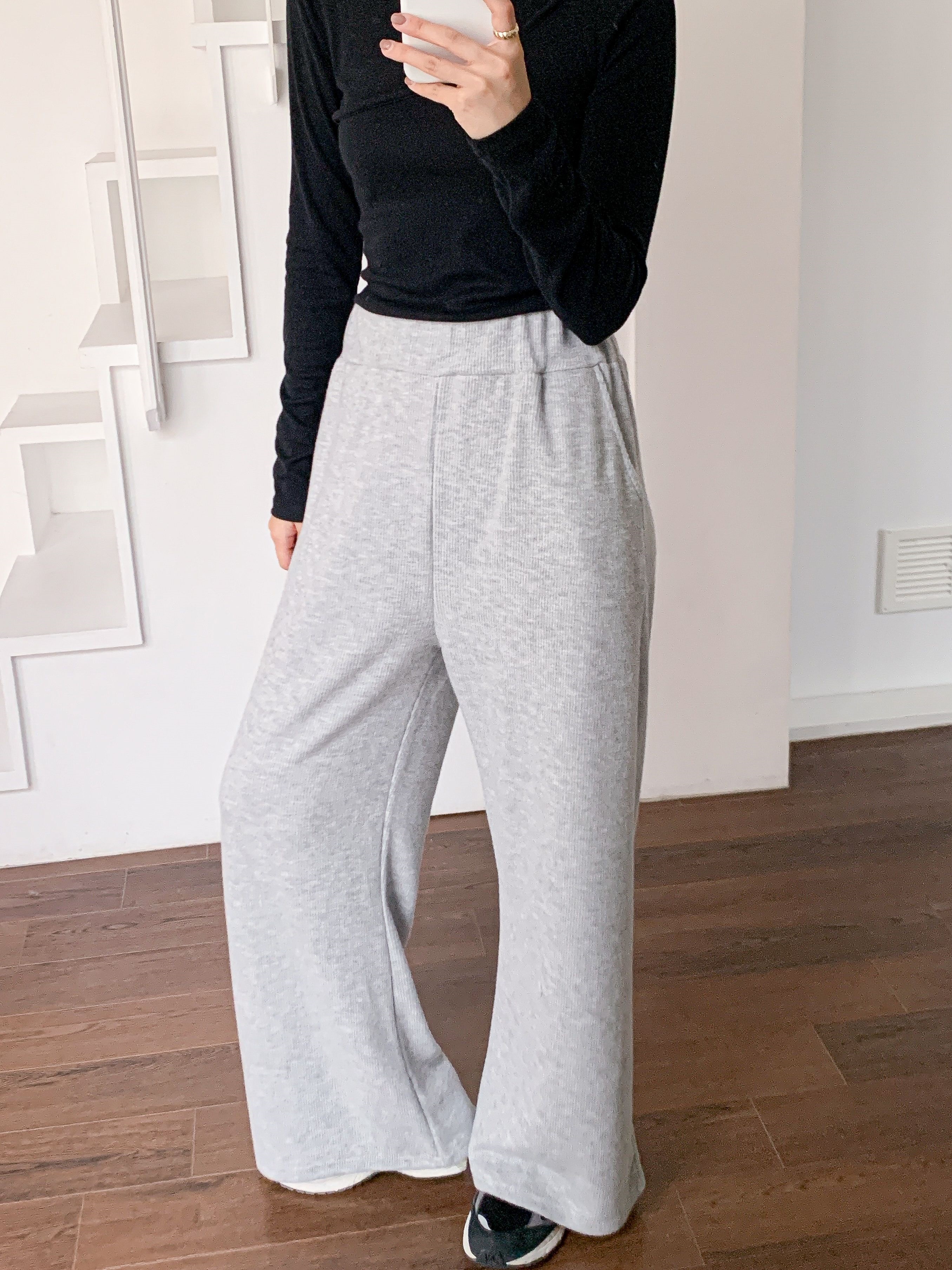 裏起毛ベーシックウエストゴムワイドカラーパンツ | 詳細画像10