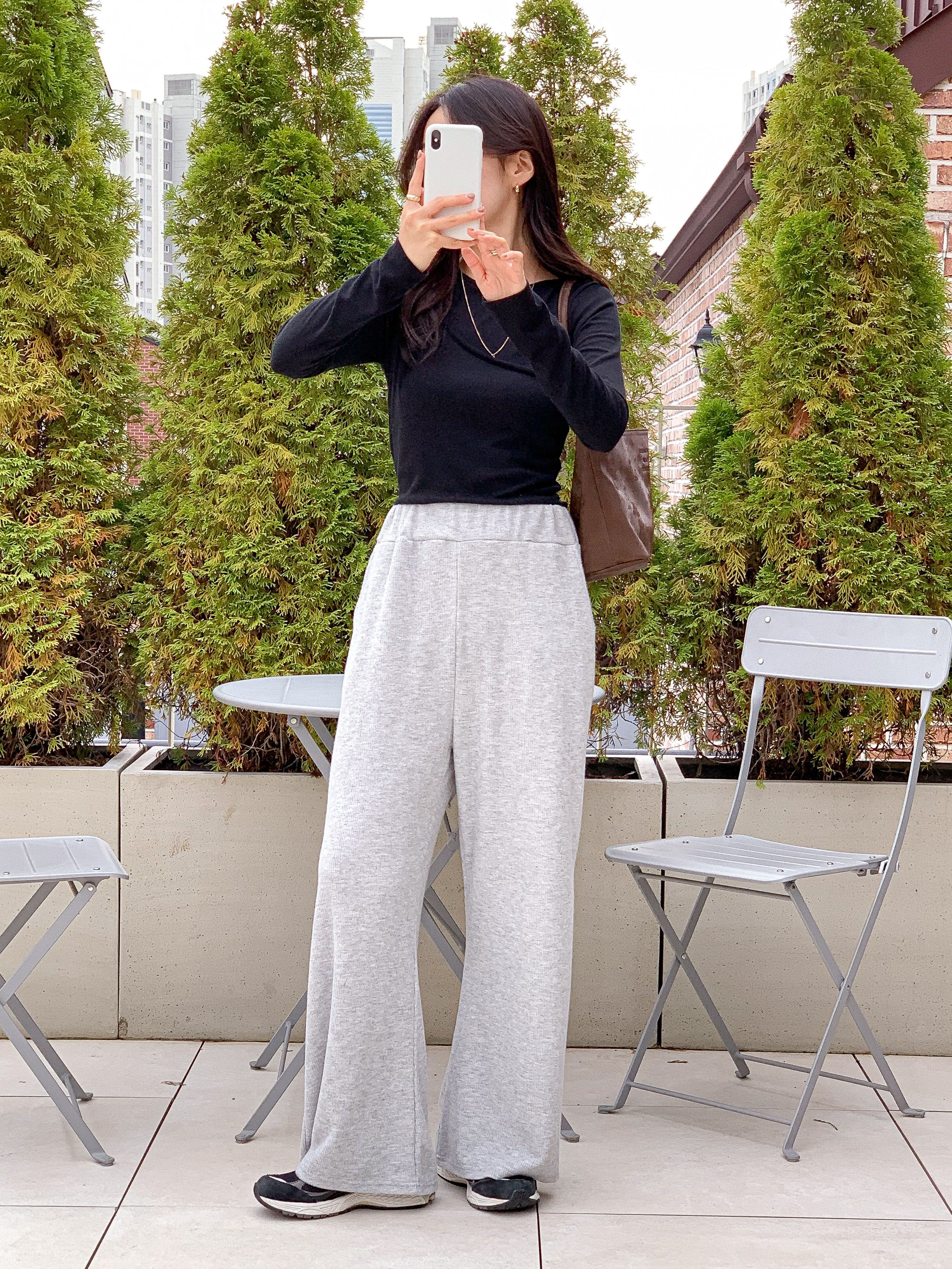 裏起毛ベーシックウエストゴムワイドカラーパンツ | 詳細画像17